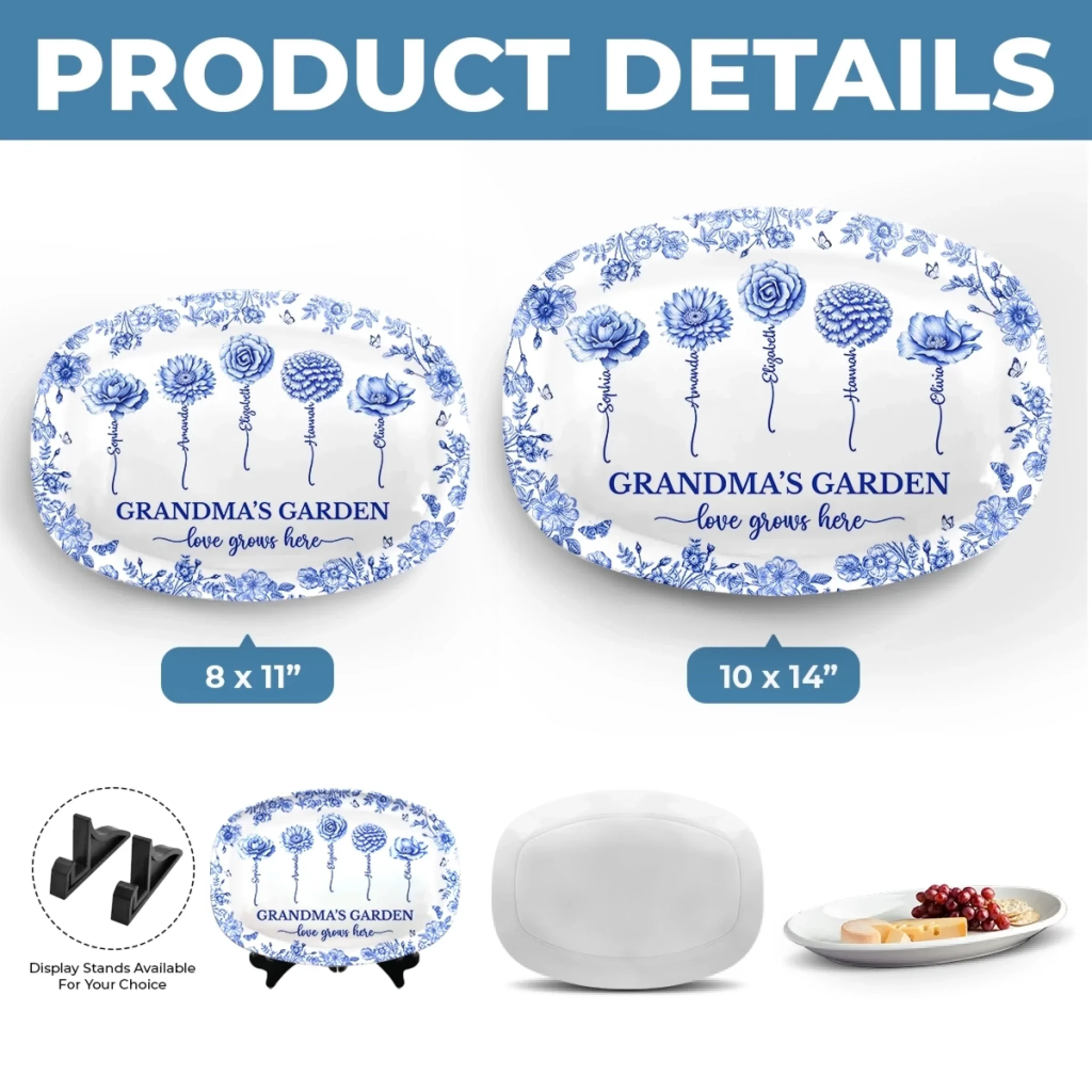 Custom Platter - Personalized Birthday Gifts For Mom, Grandma - Floral Roots Of Everlasting Love - Image 4