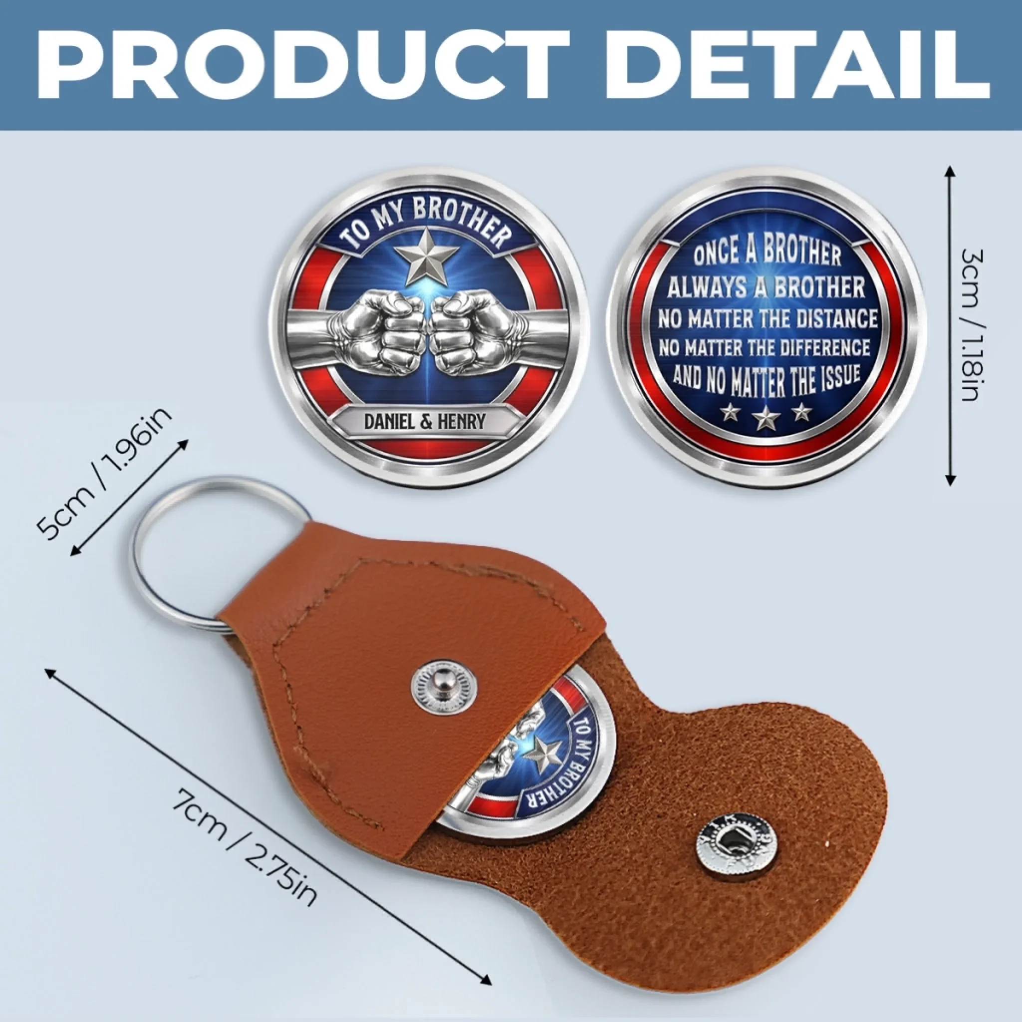 Custom Pocket Hug - Personalized America 250th Anniversary Gifts For Brother - Brothers Share One Soul - Image 13