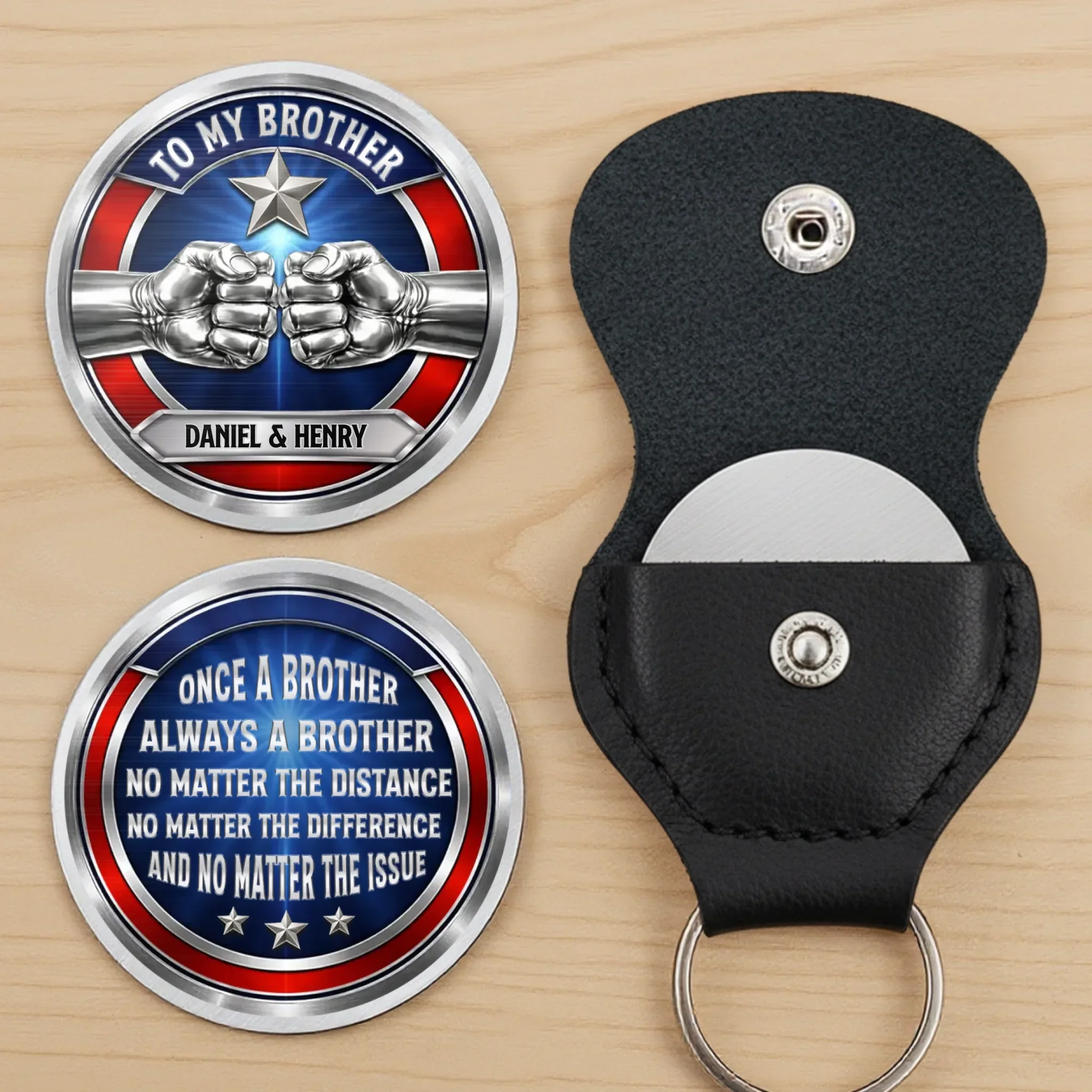 Custom Pocket Hug - Personalized America 250th Anniversary Gifts For Brother - One Soul, Two Brothers - Image 5