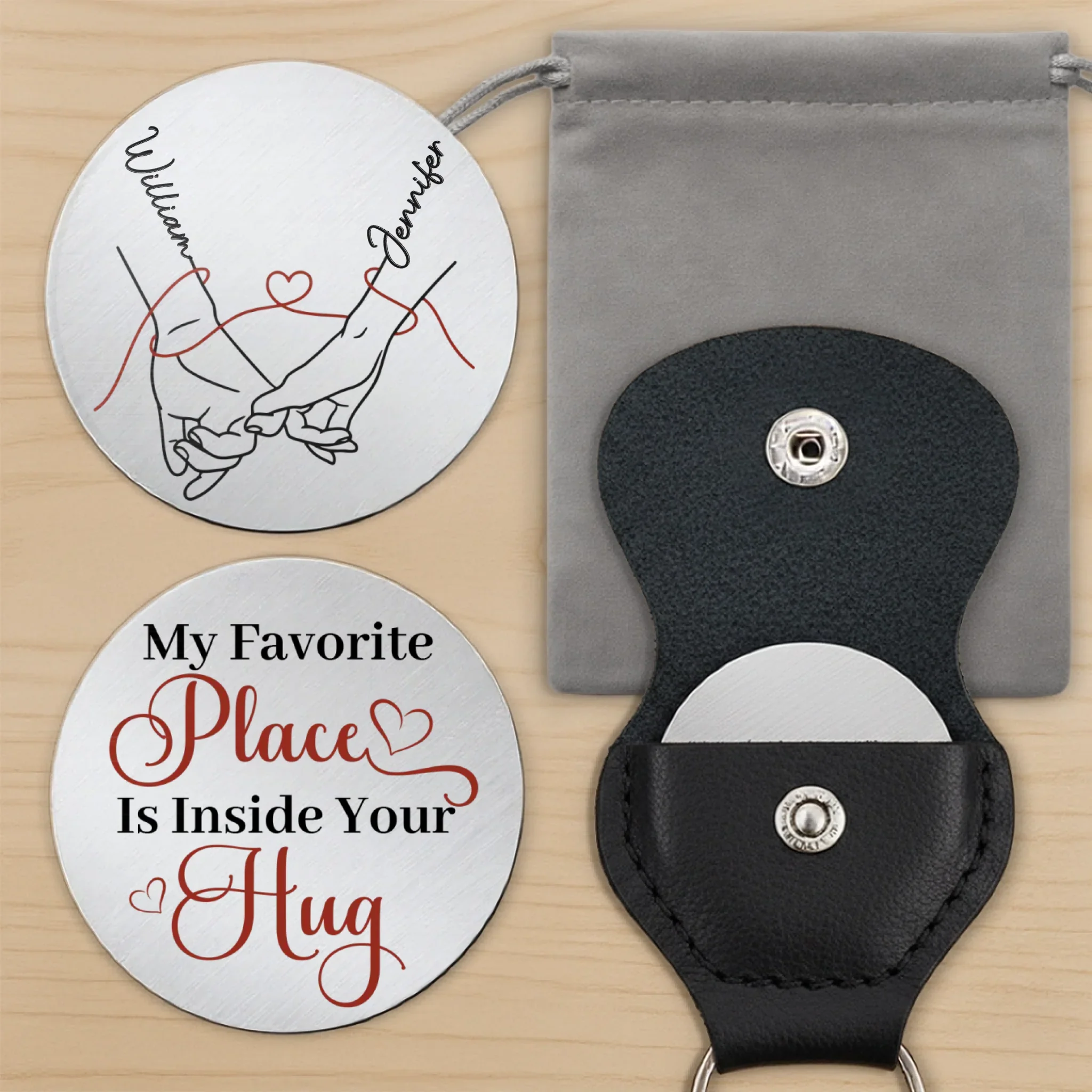 Custom Pocket Hug - Personalized Anniversary Wedding Gifts For Husband And Wife, Him And Her - With You I Feel Home - Image 8