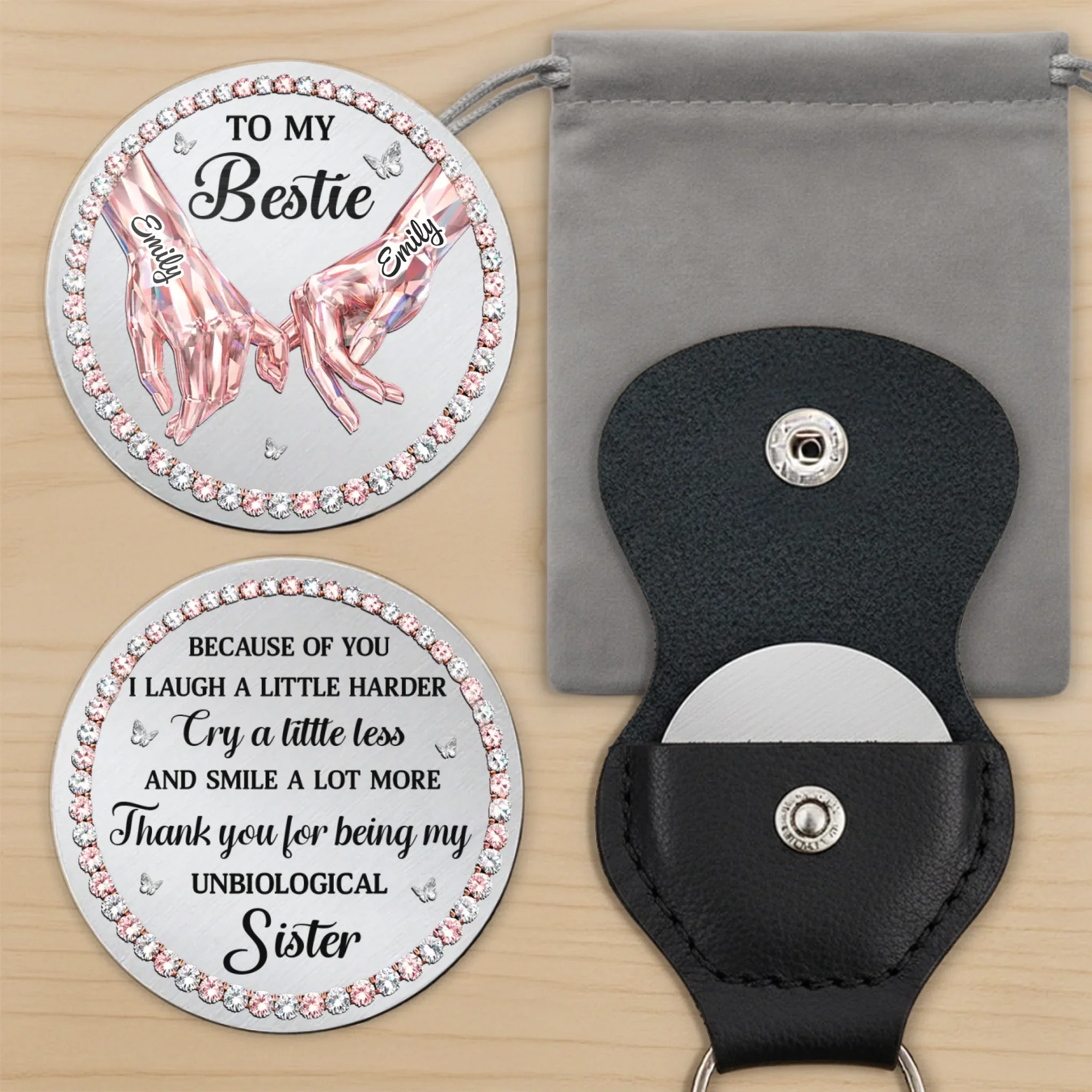 Custom Pocket Hug - Personalized Best Friend Birthday Gifts For Women, Besties, Sisters, BFF - My Unbiological Sister - Image 10