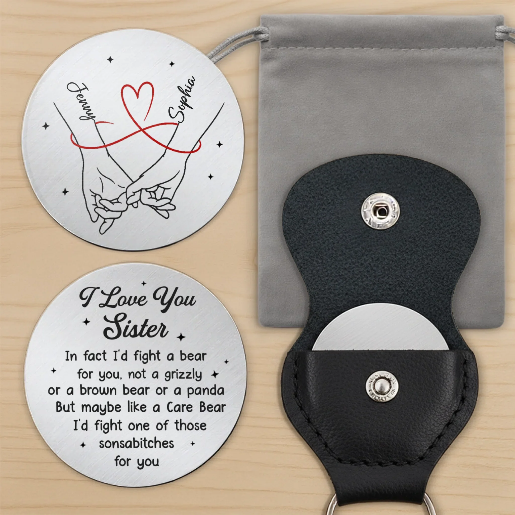 Custom Pocket Hug - Personalized Best Friend Birthday Gifts For Women, Besties, Sisters, BFF - Sisters Forever By Choice - Image 11