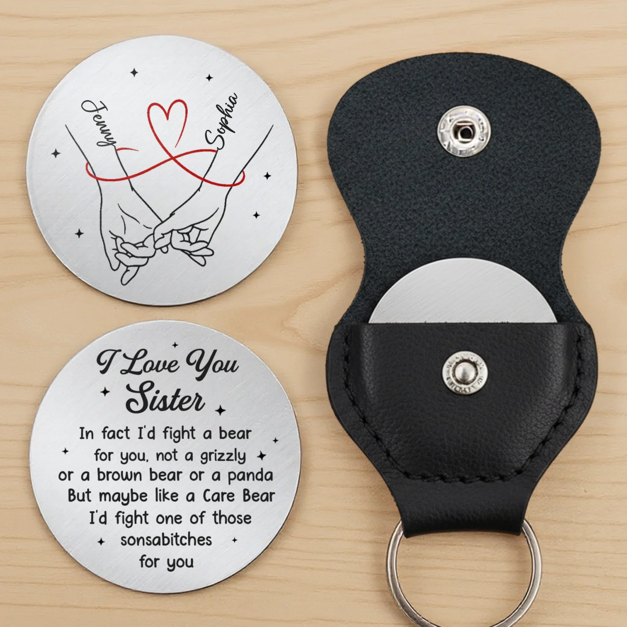 Custom Pocket Hug - Personalized Best Friend Birthday Gifts For Women, Besties, Sisters, BFF - Sisters Forever By Choice - Image 3