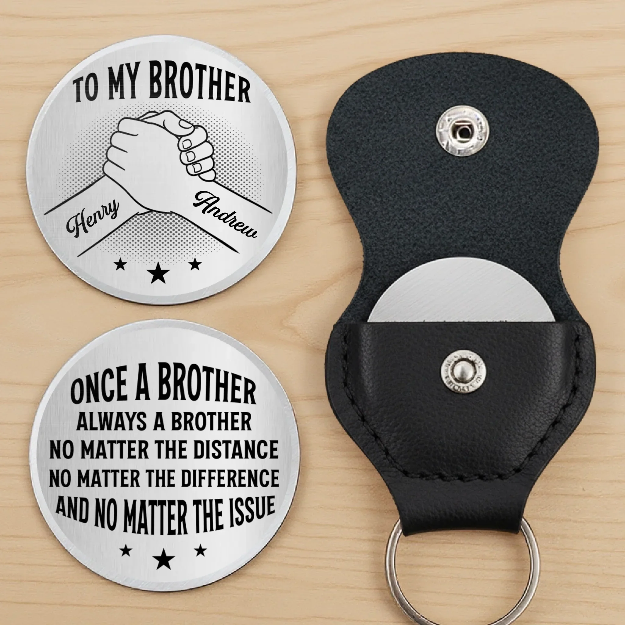 Custom Pocket Hug - Personalized Birthday Gifts For Brother - Brothers Walk Every Road Together - Image 5