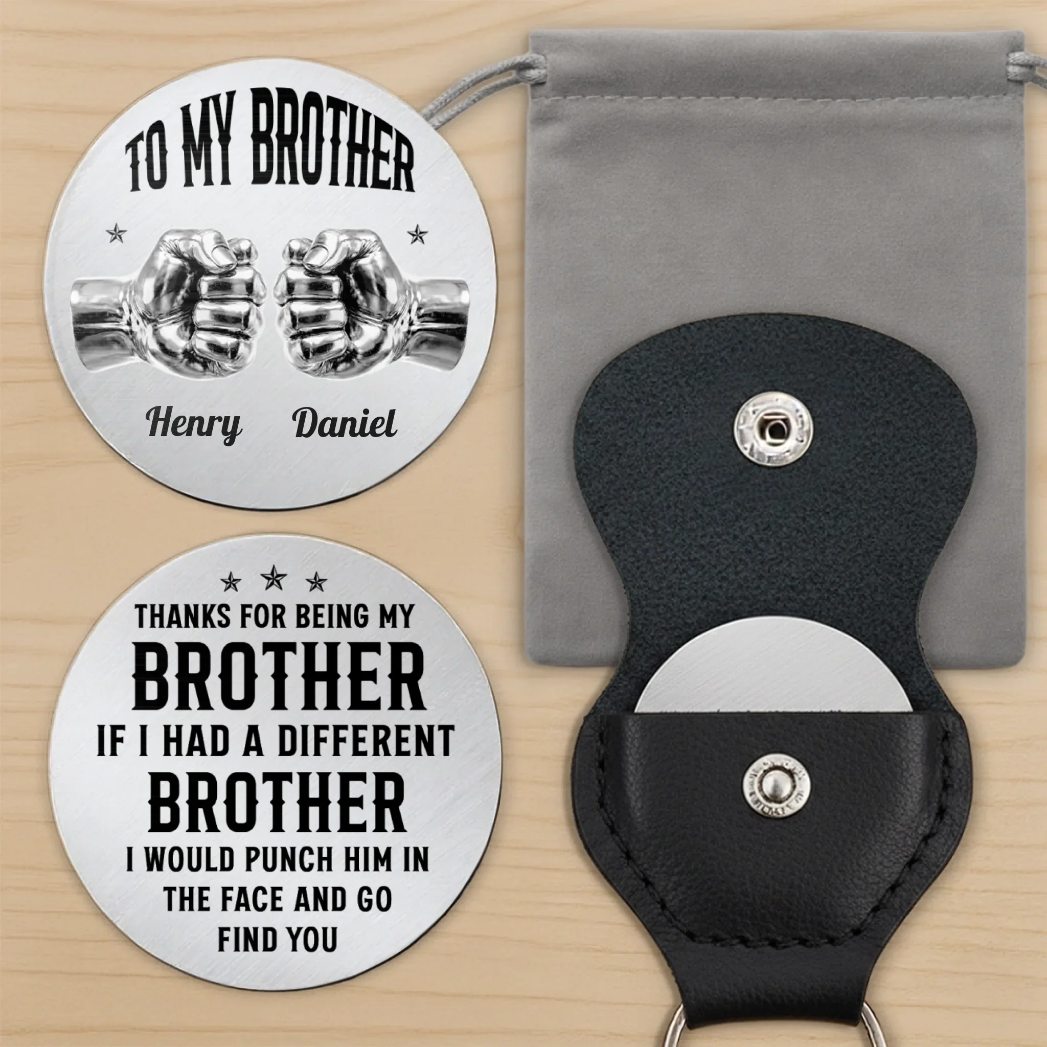 Custom Pocket Hug - Personalized Birthday Gifts For Brother - Side By Side Since Childhood - Image 11