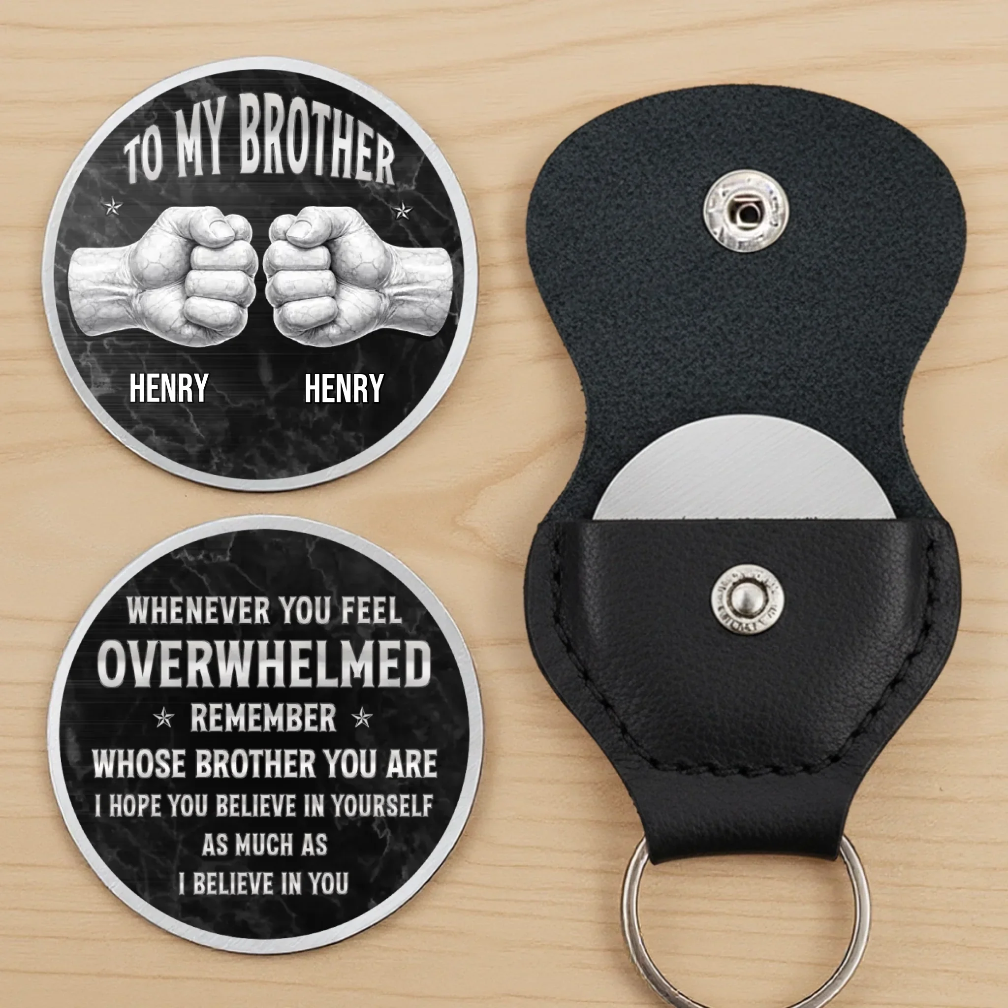 Custom Pocket Hug - Personalized Birthday Gifts For Brother - Stronger When Brothers Stand - Image 3