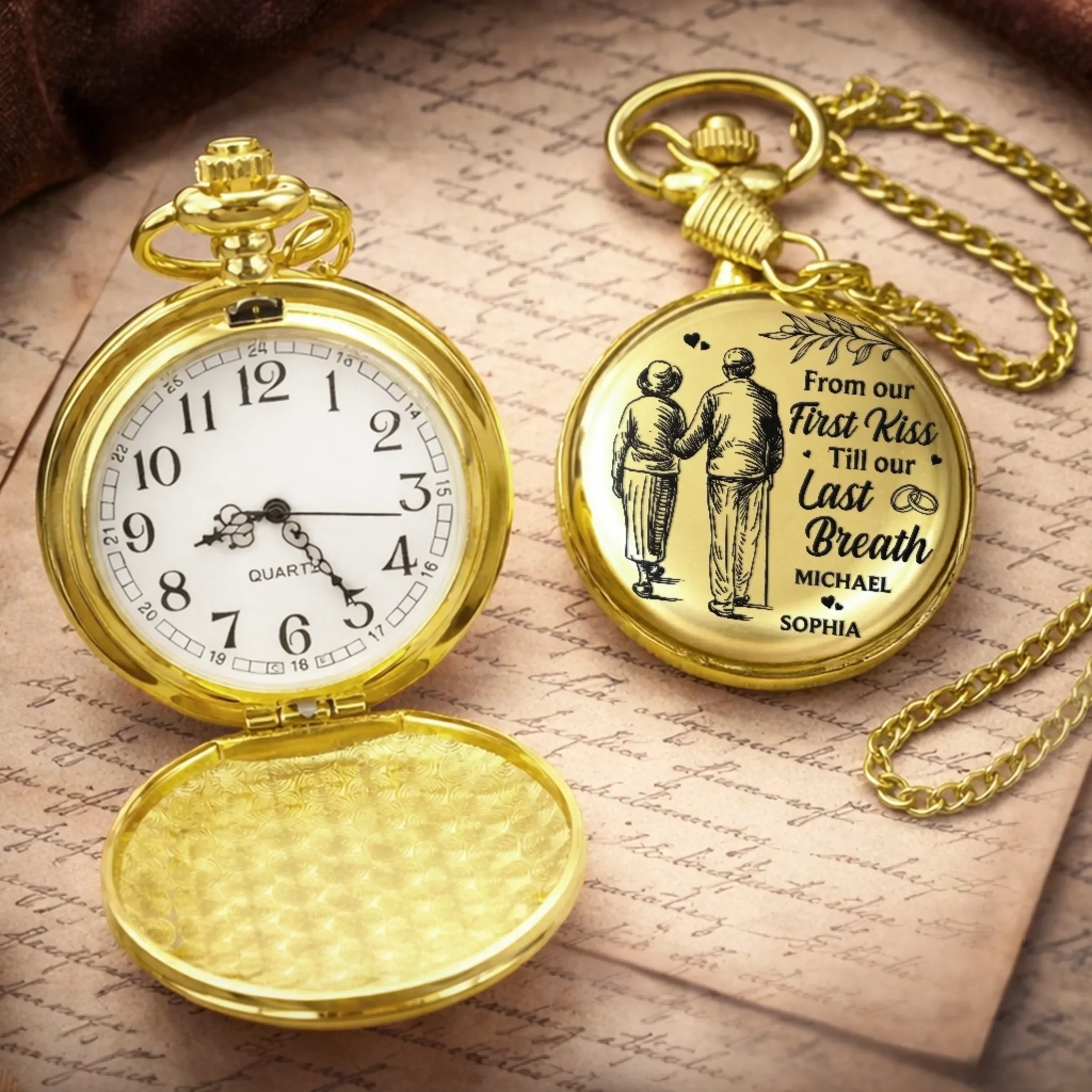 Custom Pocket Watch - Personalized Anniversary Wedding Gifts For Husband And Wife, Him And Her - Choosing You Again Today - Image 3