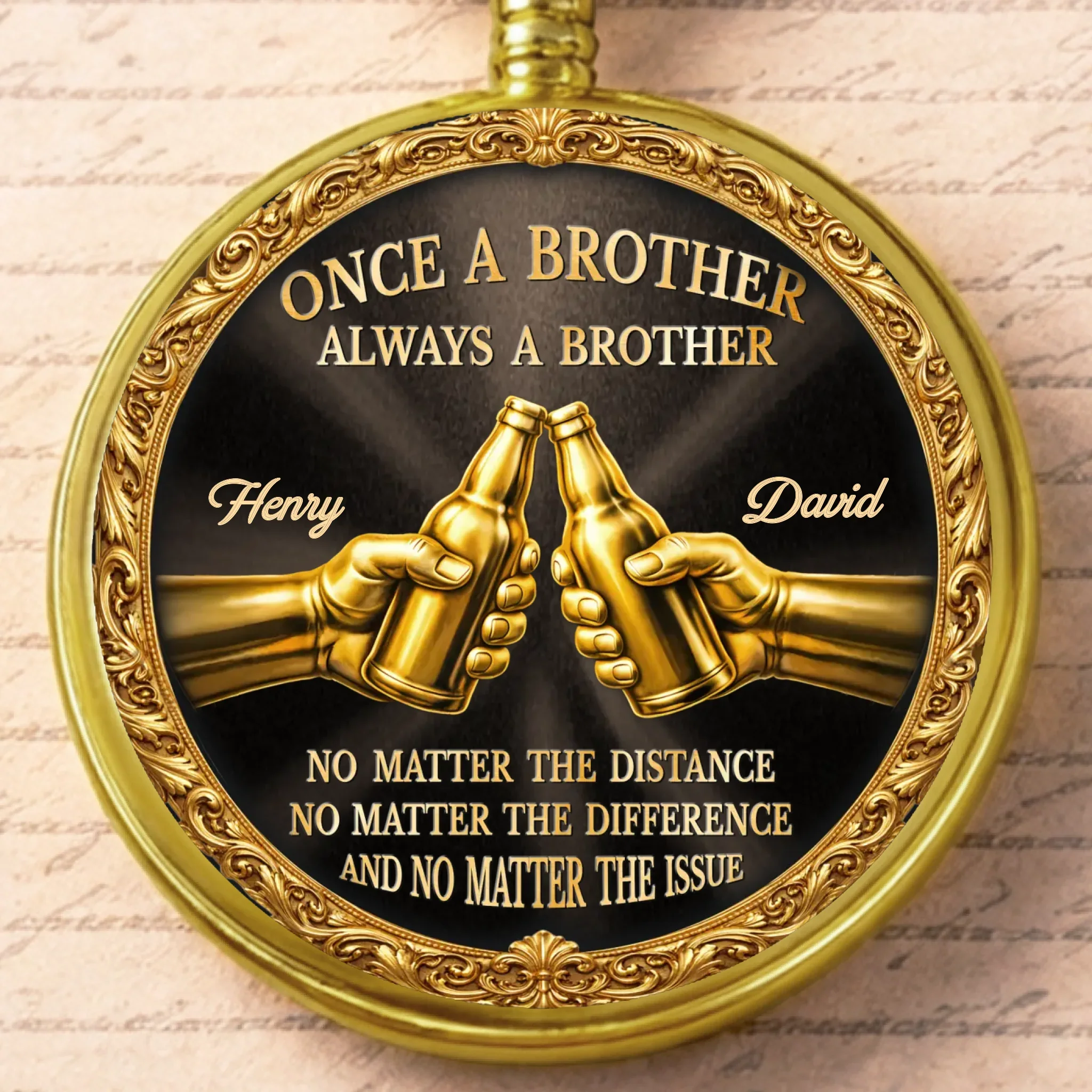 Custom Pocket Watch - Personalized Birthday Gifts For Brother - Moments Pass Bond Lasts - Image 2