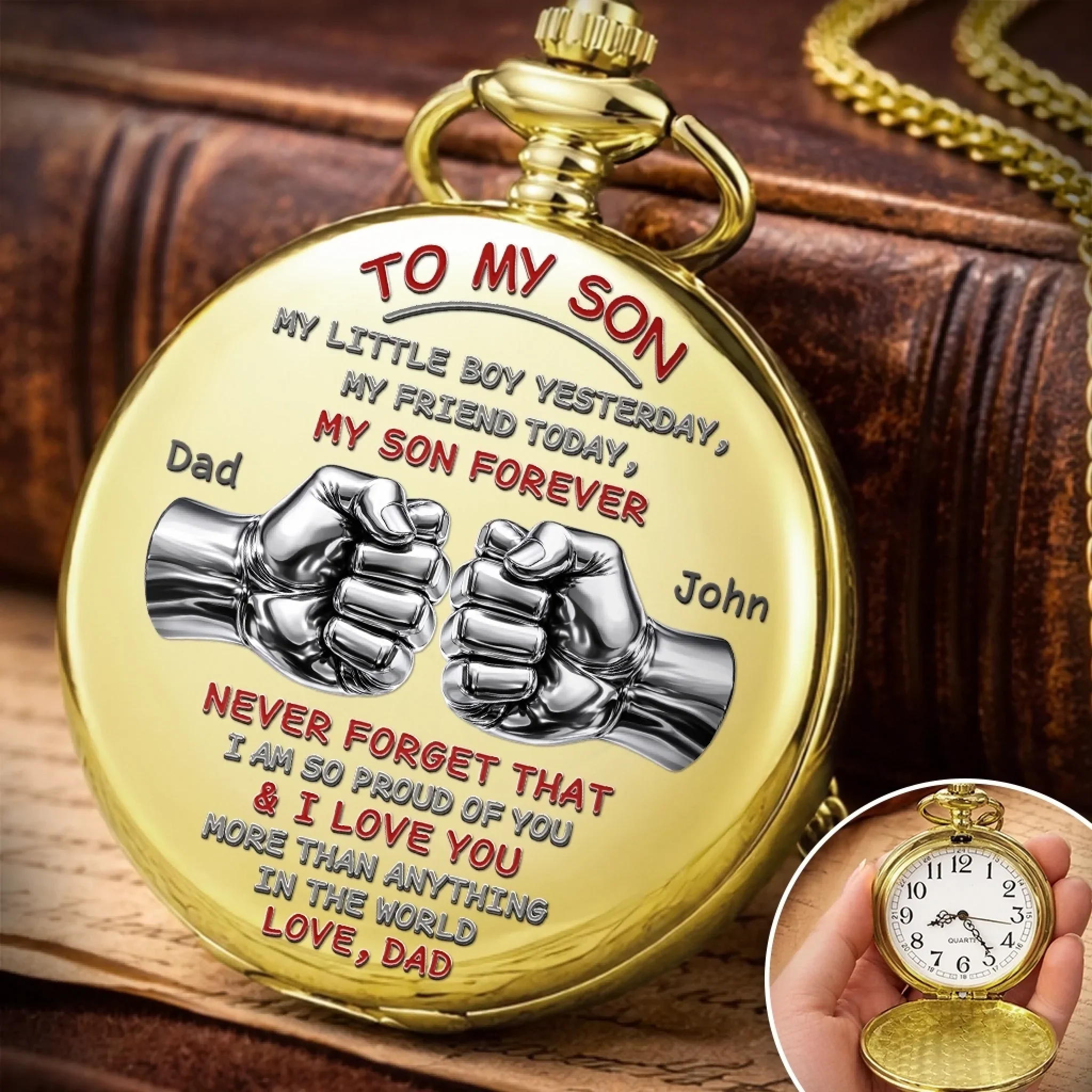Custom Pocket Watch - Personalized Birthday Gifts For Son - My Son My Pride - Image 2