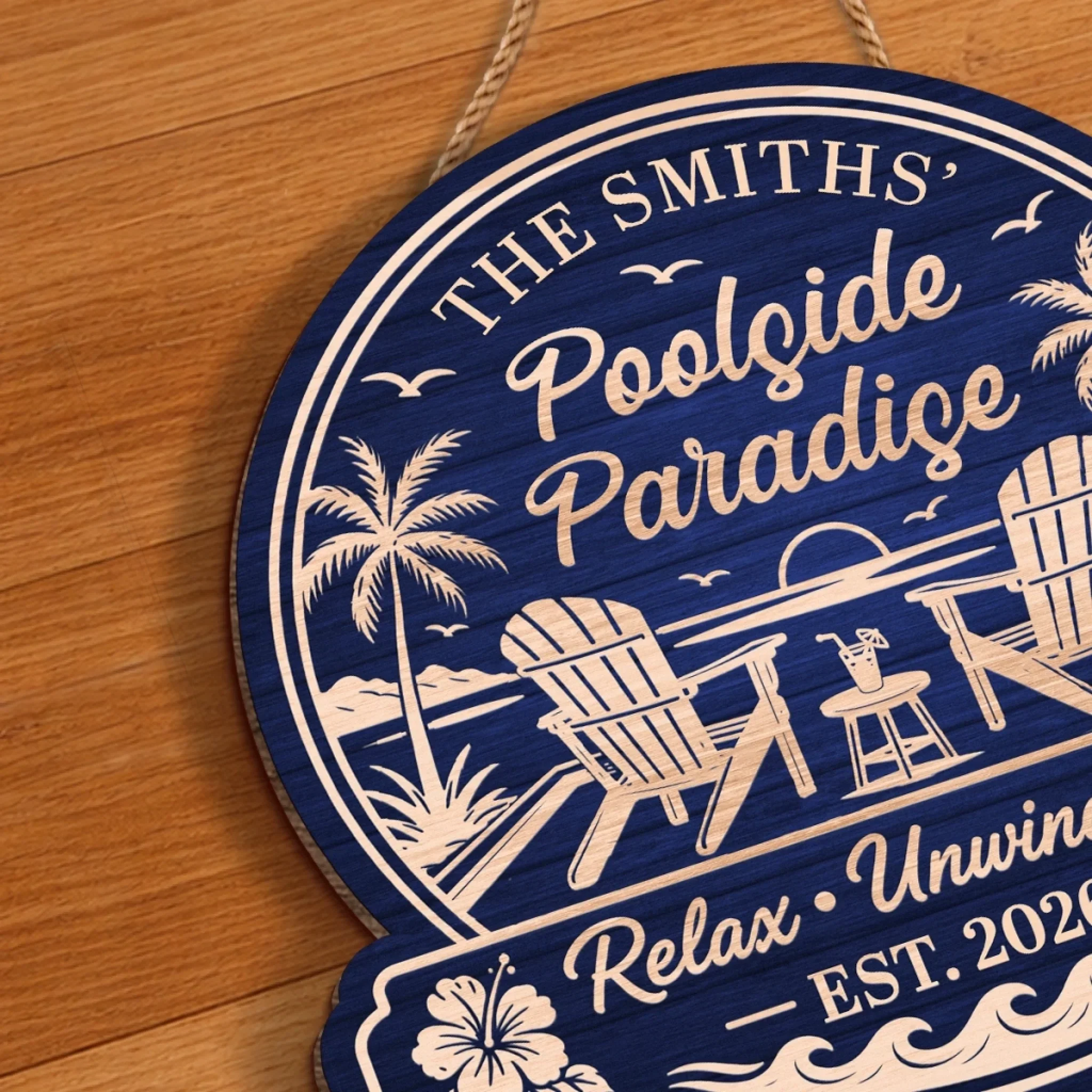 Custom Poolside Wood Sign - Personalized Summer Vacation And Travel Gifts For Mom, Dad, Brother, Sister, Kids - Making Splash Memories - Image 6