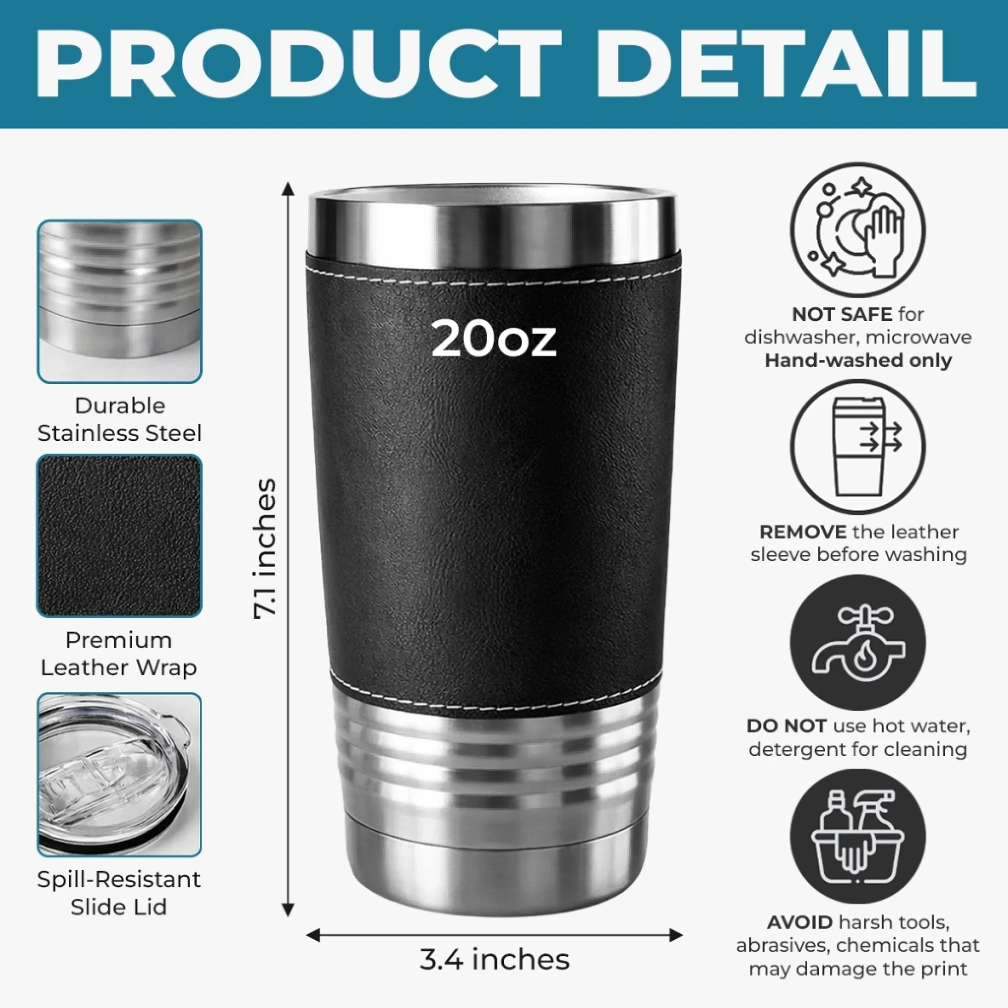 Custom Printed Leather Tumbler - Personalized Birthday Gifts For Brother - Forever Brothers Always Us - Image 6
