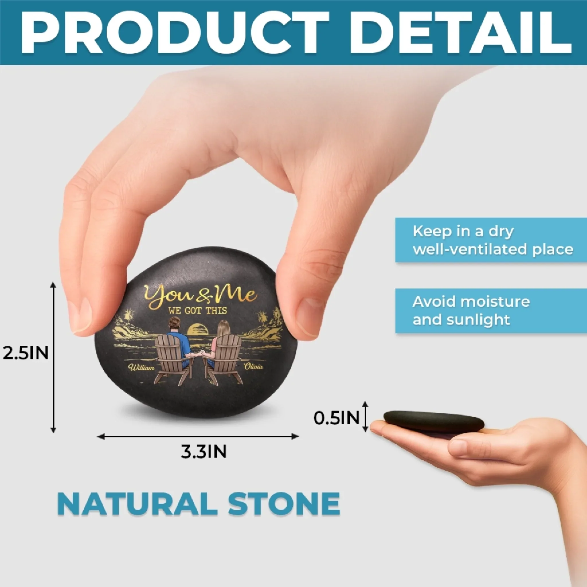 Custom Printed Rock - Personalized Anniversary Wedding Gifts For Husband And Wife, Him And Her - Through It All, We Got This - Image 5