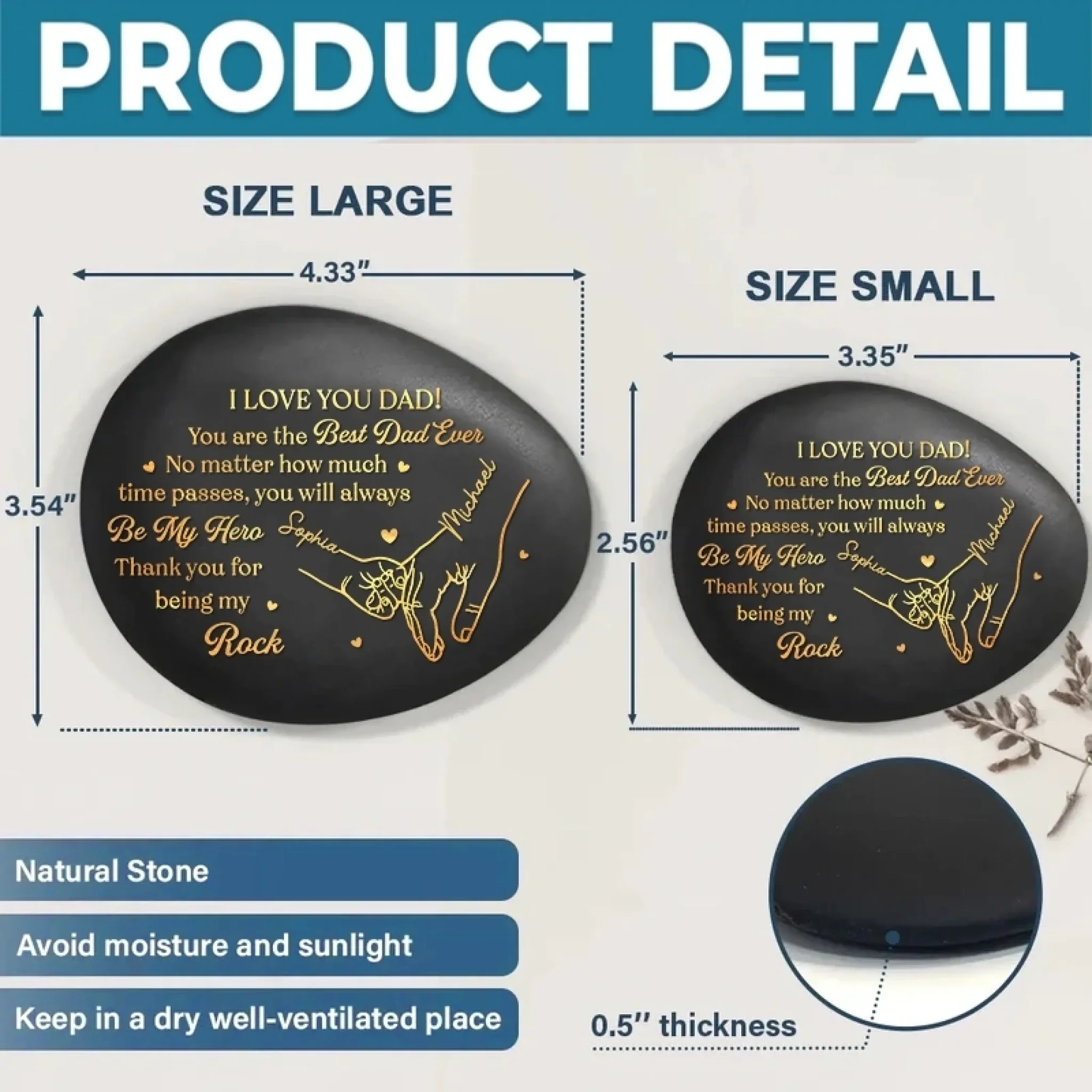 Custom Printed Rock - Personalized Father's Day Gifts For Dad, Grandpa - Family Built On Love - Image 5