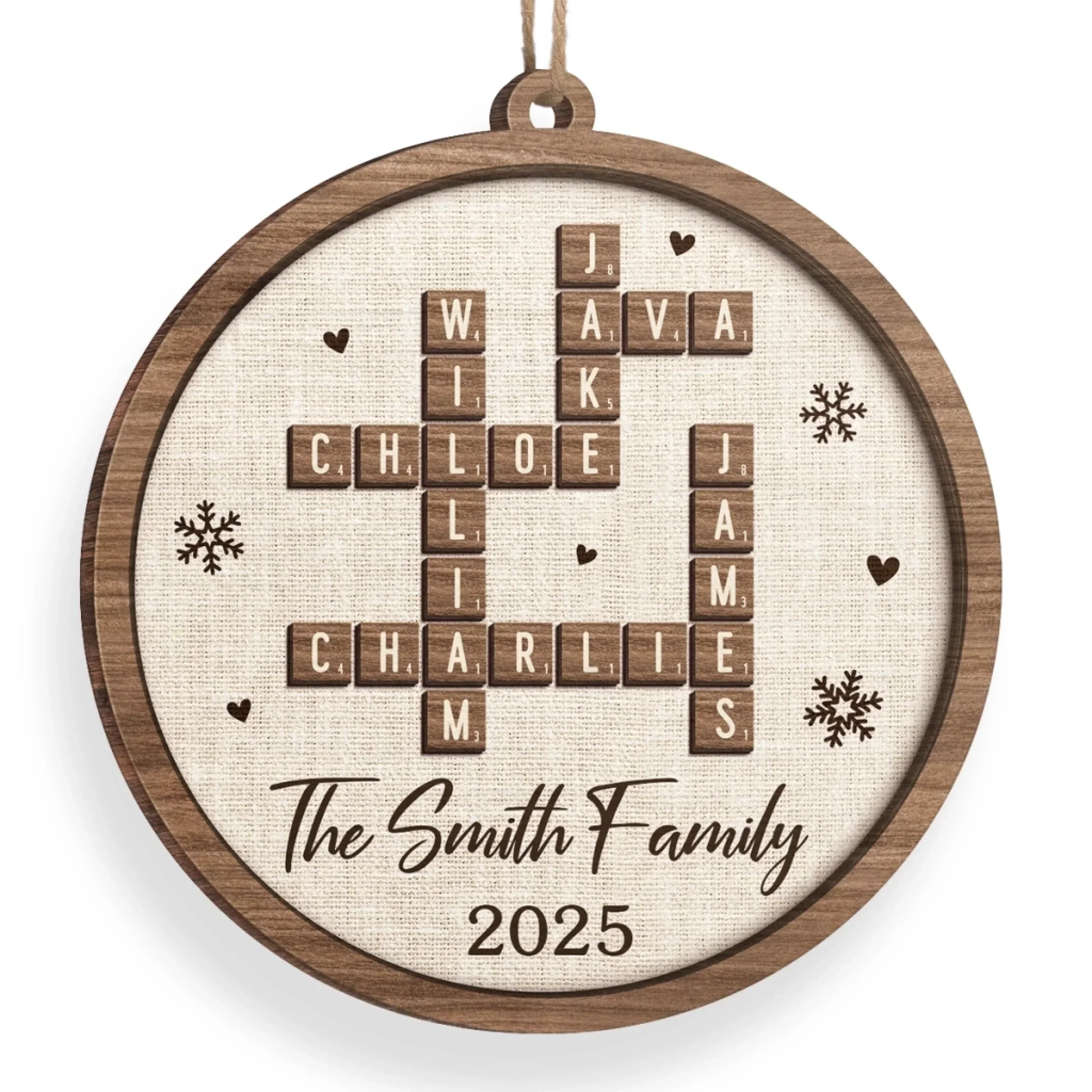 Custom Scrabble Wood Ornament - Personalized Christmas Birthday Gifts For Mom, Dad, Brother, Sister, Kids - Christmas Starts With Family Smiles - Image 3