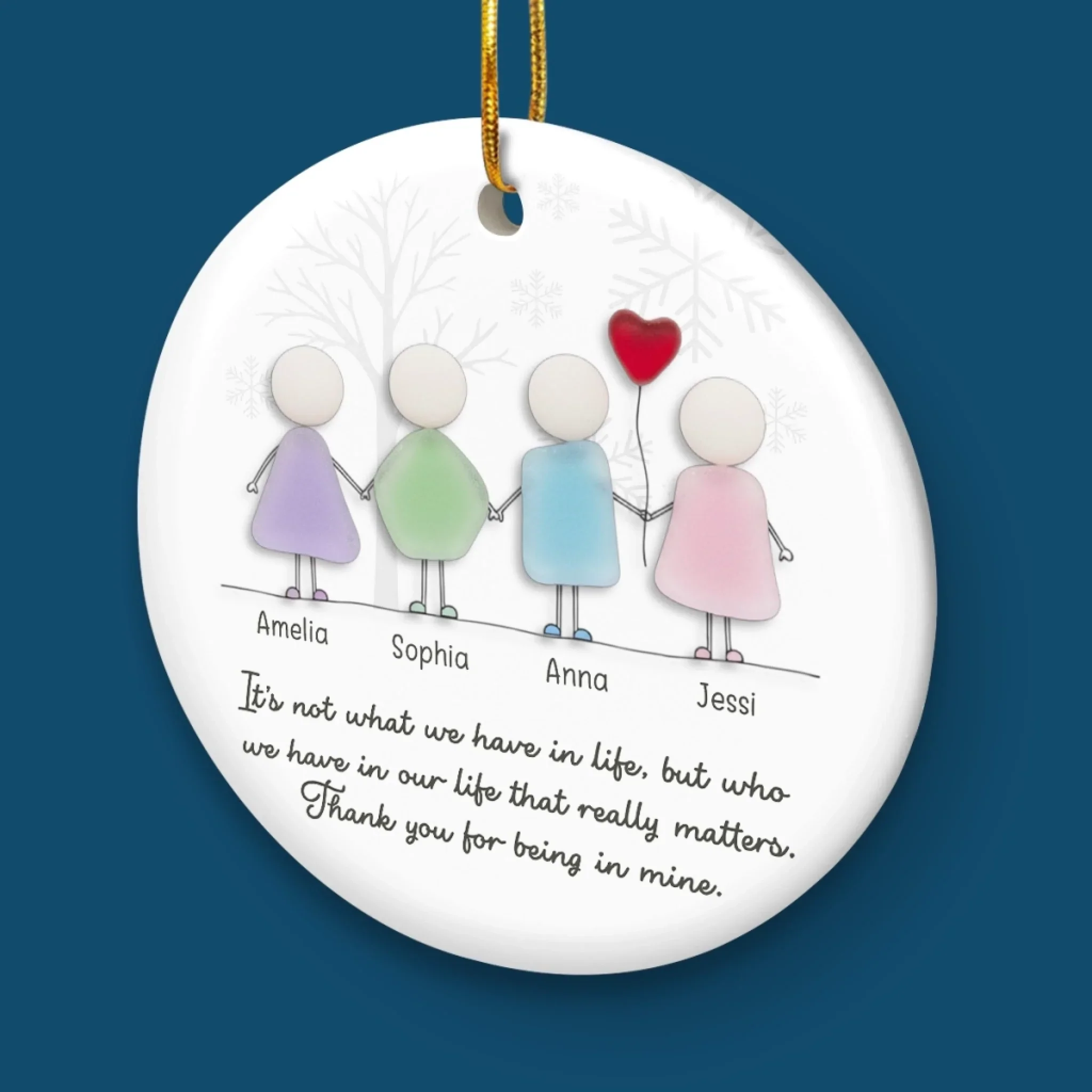 Custom Sea Glass Ceramic Ornament - Personalized Best Friend Christmas Birthday Gifts For Women, Besties, Sisters, BFF, Beach Lovers - Tides Of Our Friendship - Image 5