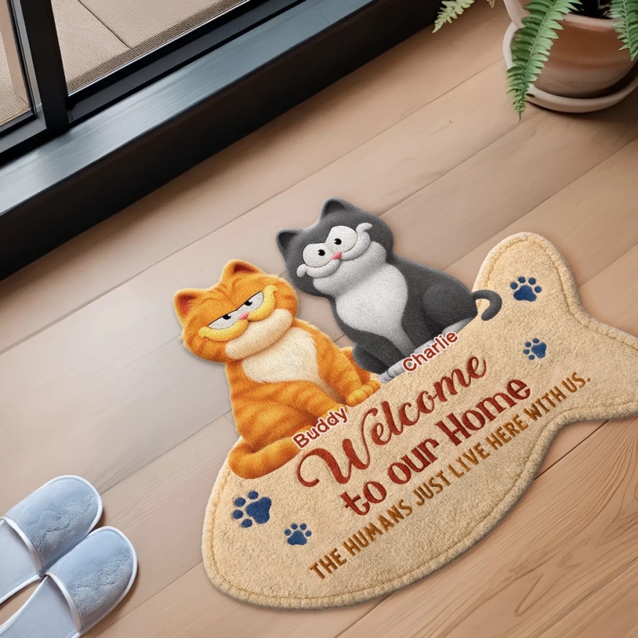 Custom Shaped Doormat - Personalized Birthday Gifts For Cat Lovers, Cat Mom And Dad - This Home Is Cat Owned - Image 4