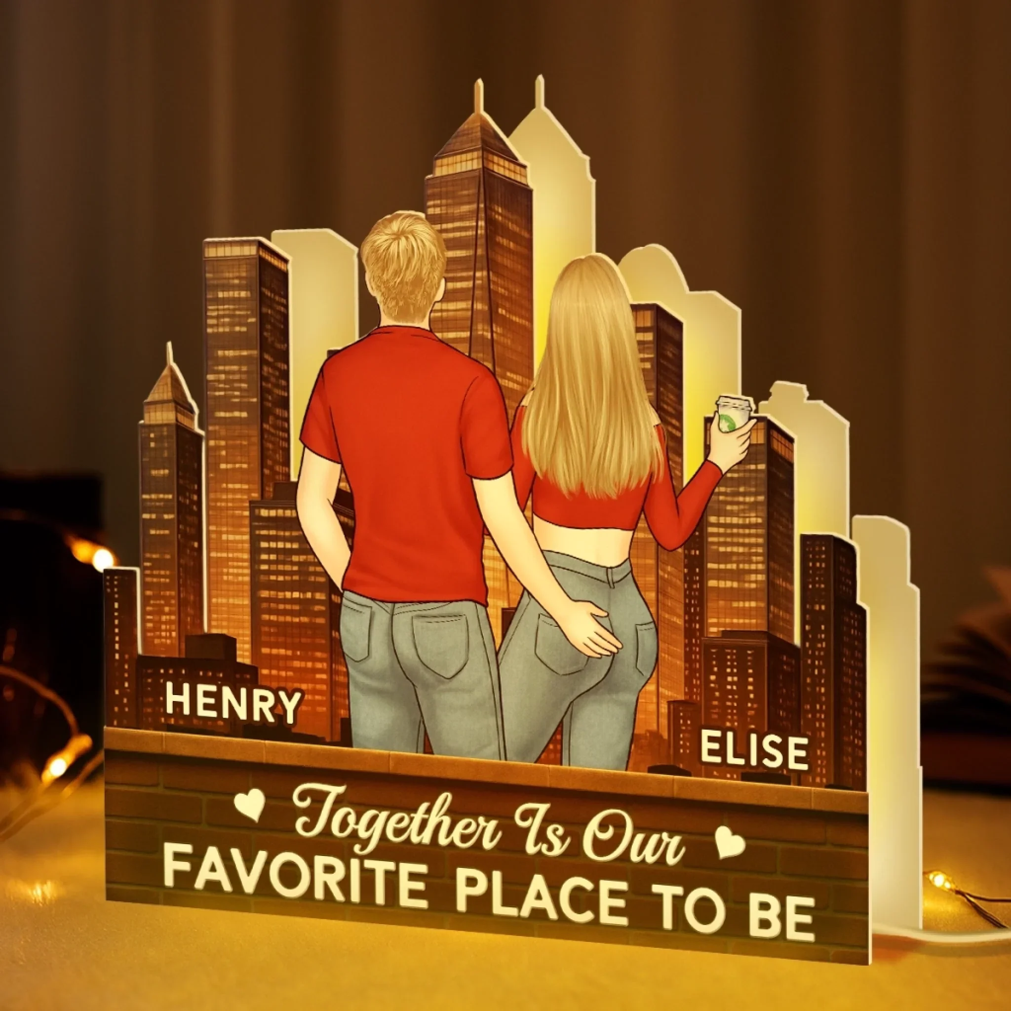 Custom Shaped Light Box - Personalized Anniversary Wedding Gifts For Husband And Wife, Him And Her - Love Grows In Every Place - Image 3