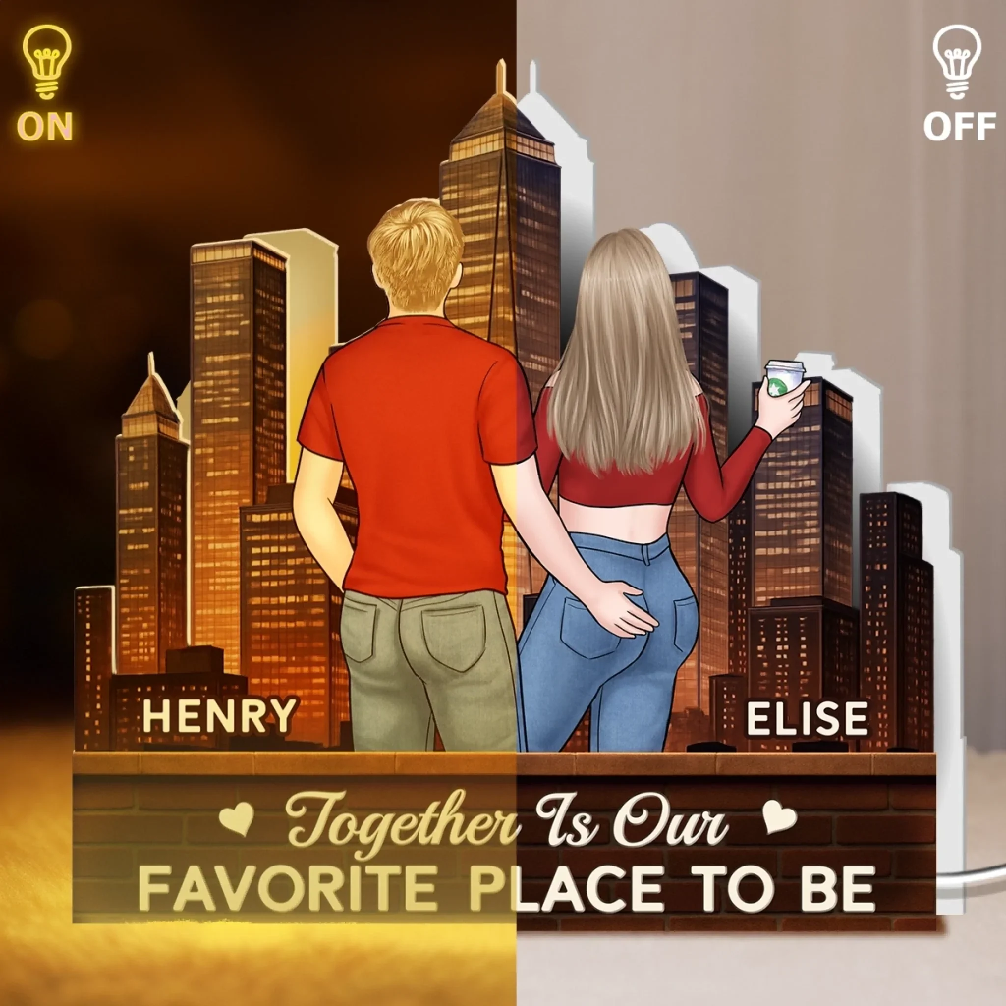 Custom Shaped Light Box - Personalized Anniversary Wedding Gifts For Husband And Wife, Him And Her - Love Grows In Every Place - Image 4