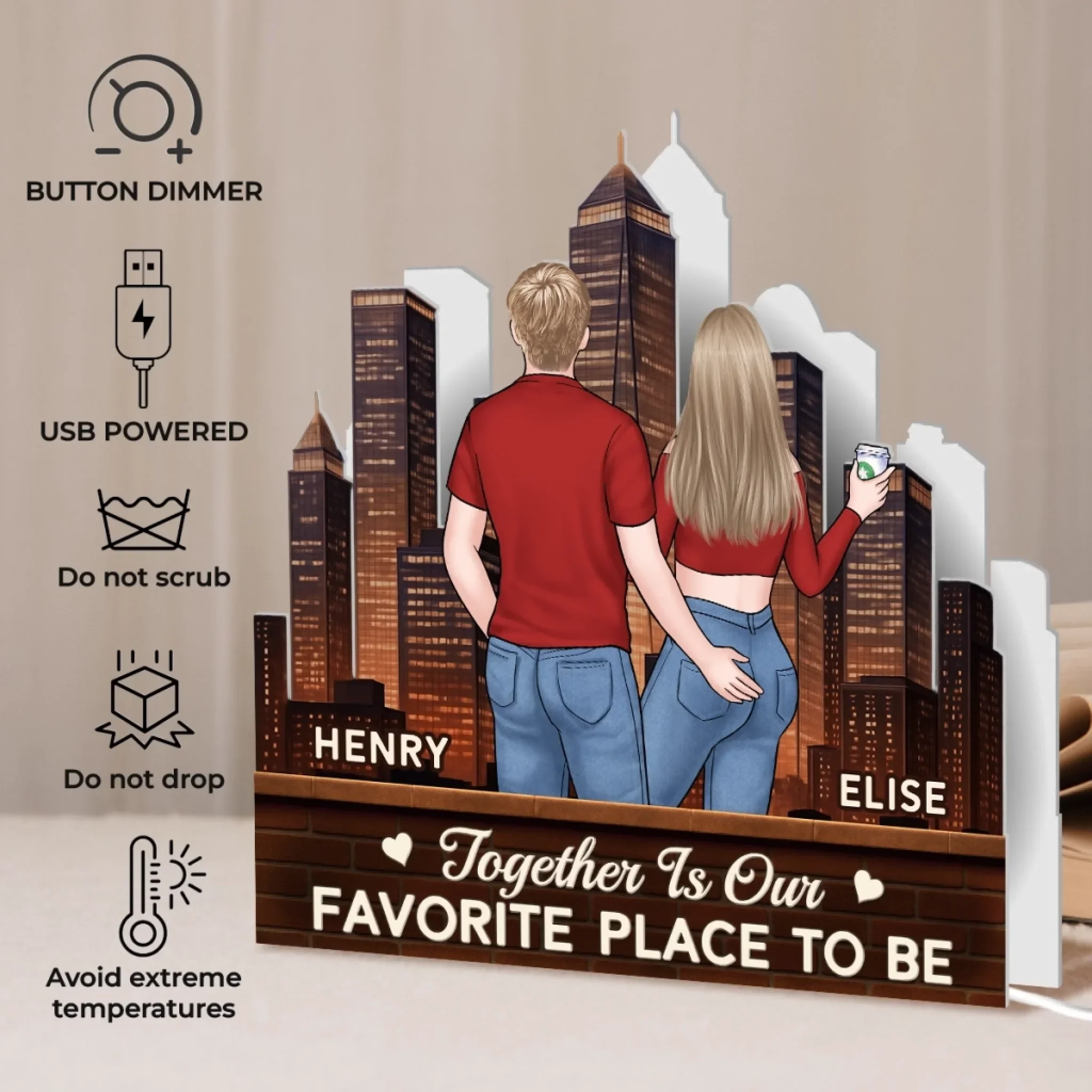Custom Shaped Light Box - Personalized Anniversary Wedding Gifts For Husband And Wife, Him And Her - Love Grows In Every Place - Image 5
