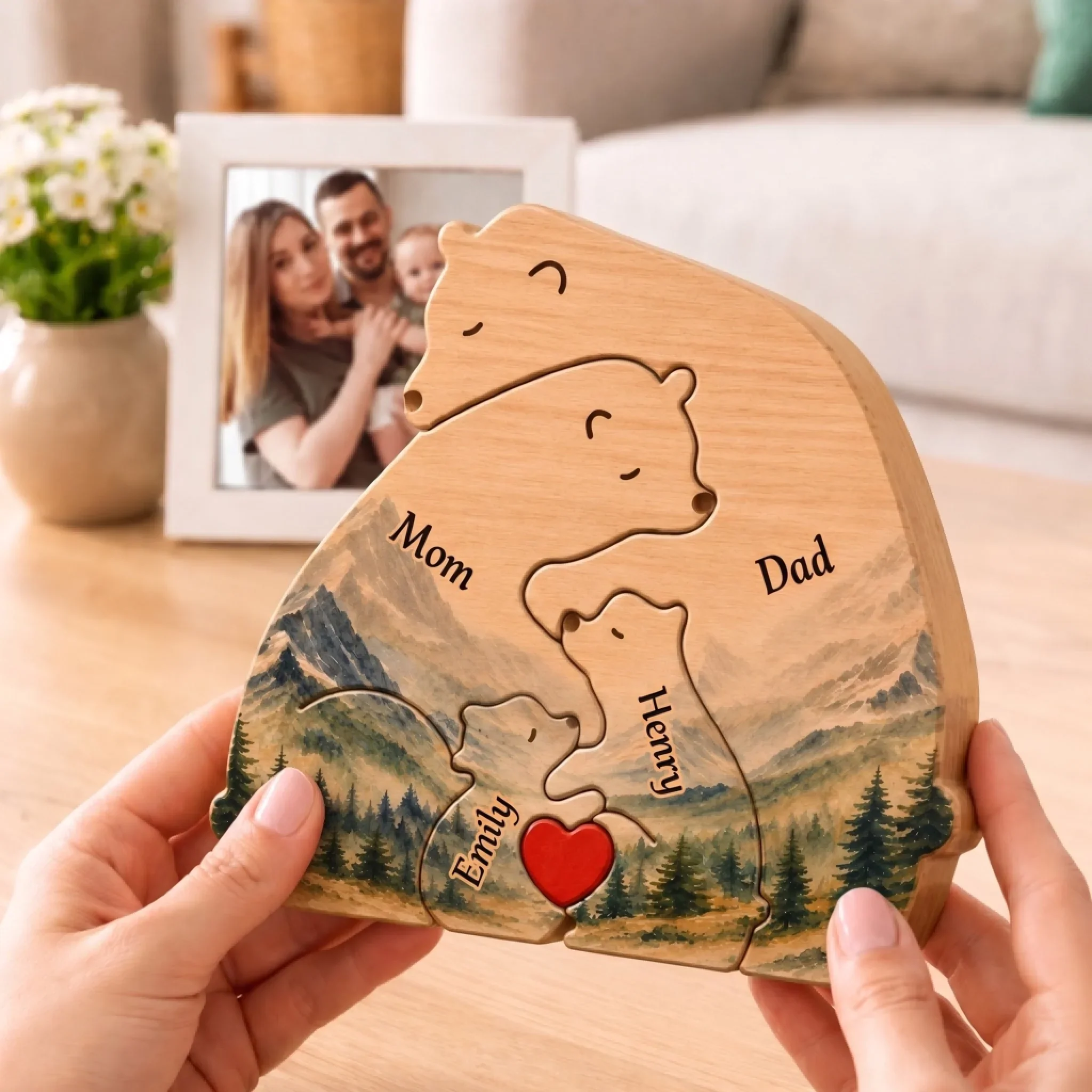 Custom Shaped Wooden Art Puzzle - Personalized Father's Day Birthday Gifts For Dad, Grandpa - Family Is Our Greatest Adventure - Image 4