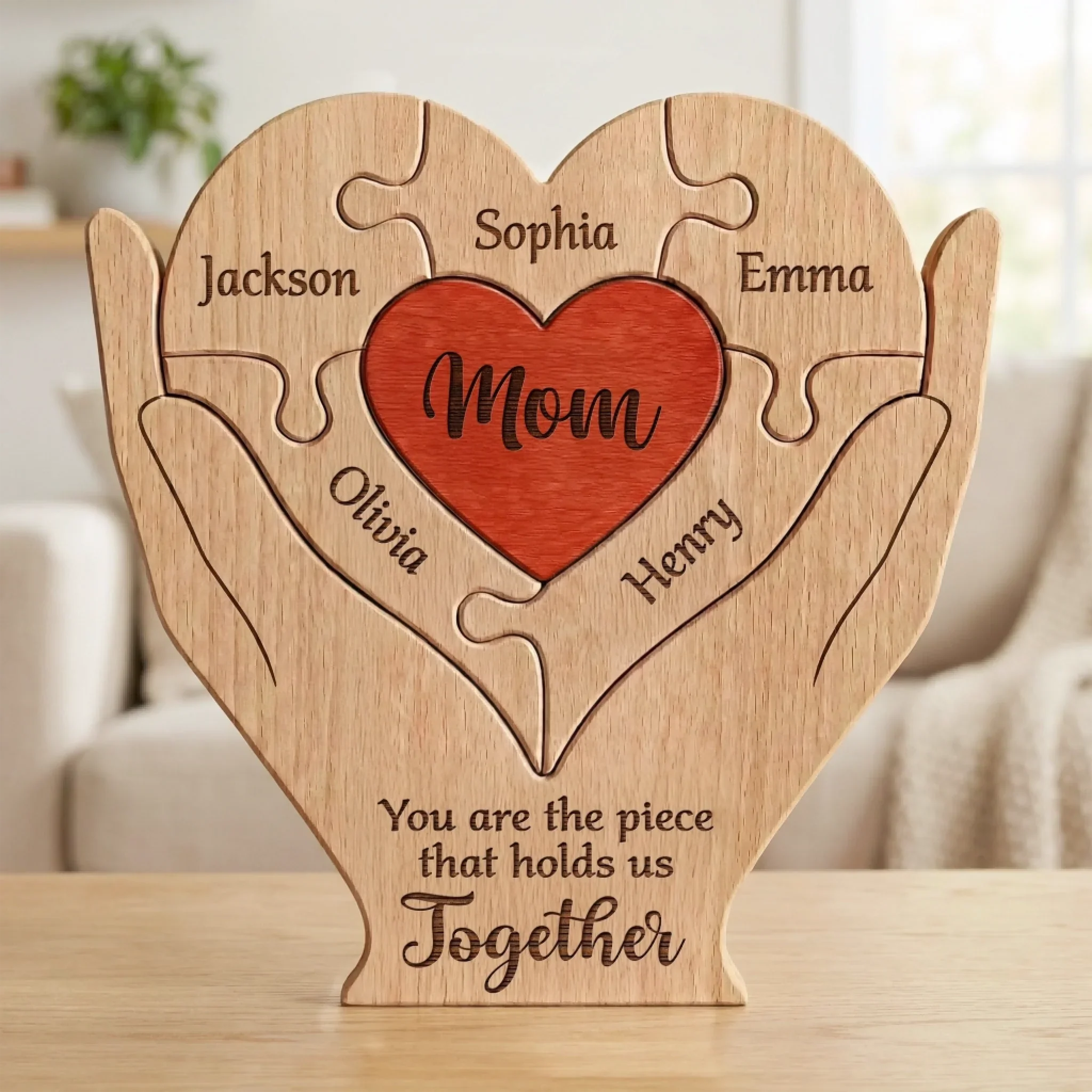 Custom Shaped Wooden Art Puzzle - Personalized Mother's Day Father's Day Birthday Gifts For Mom, Dad, Grandma, Grandpa - Love Never Fades - Image 2