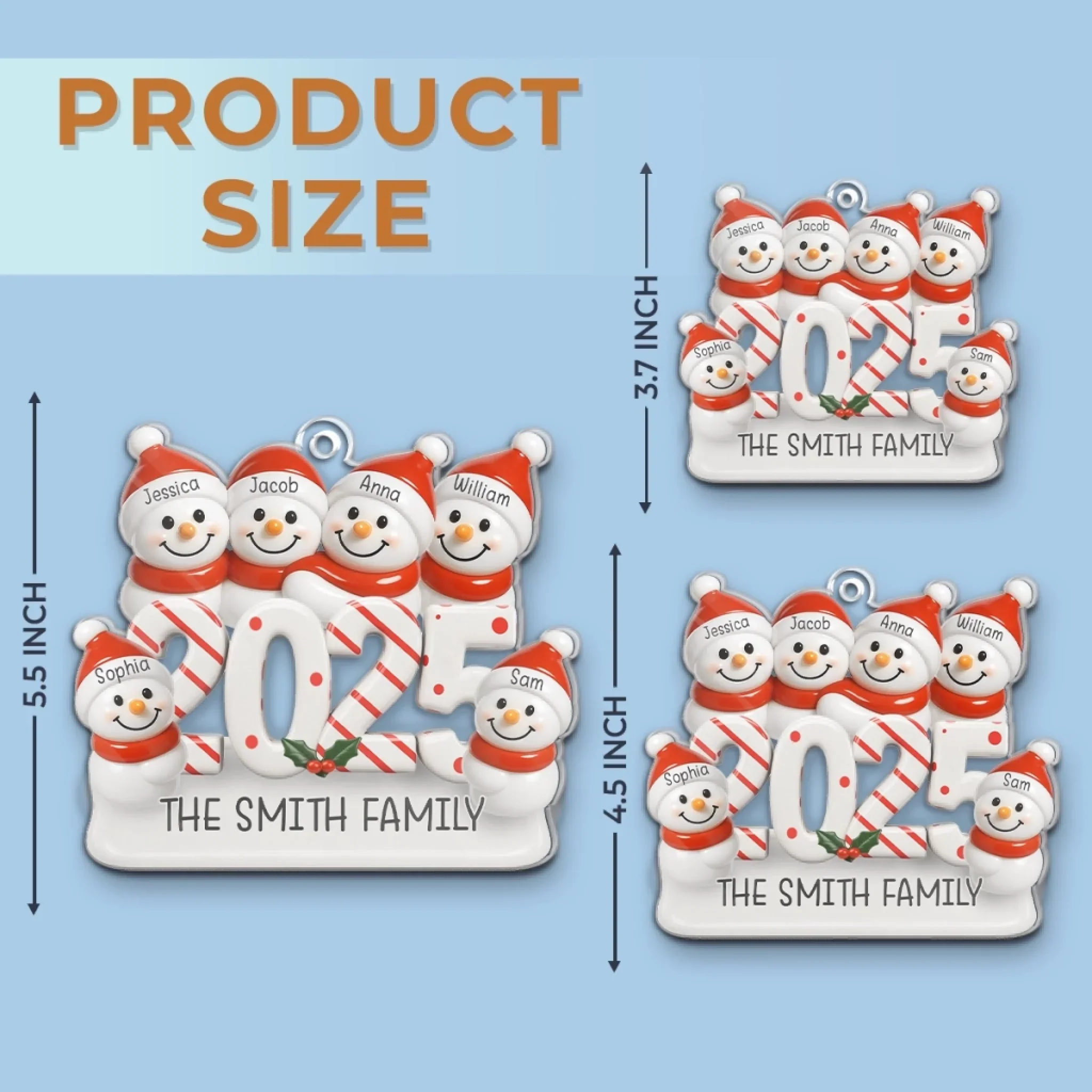 Custom Snowman Family Acrylic Ornament - Personalized Christmas Birthday Gifts For Mom, Dad, Kids - Hugs In The Snow - Image 6