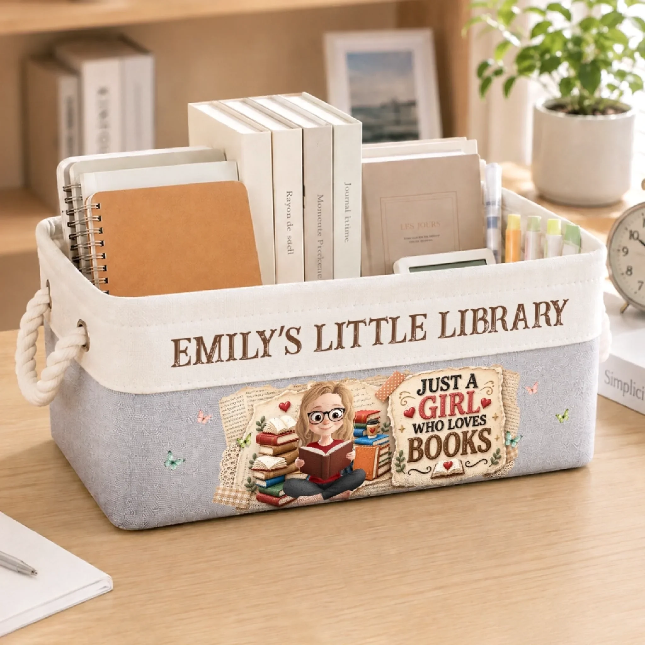 Custom Storage Basket - Personalized  Bookish Gifts For Book Lovers, Bookworms, Readers - So Many Books So Little Time - Image 3