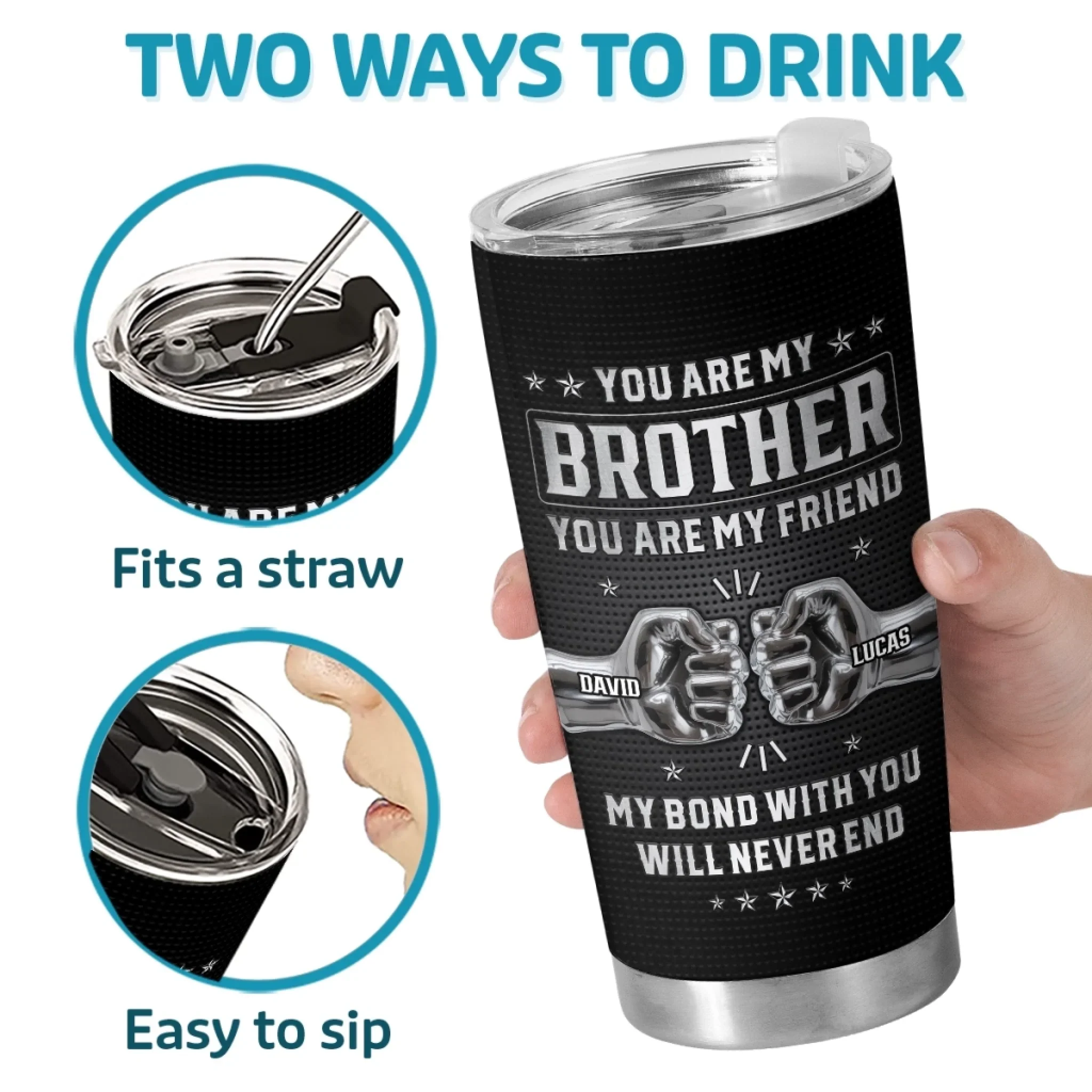 Custom Tumbler - Personalized Birthday Gifts For Brother - Brotherhood Forever - Image 5