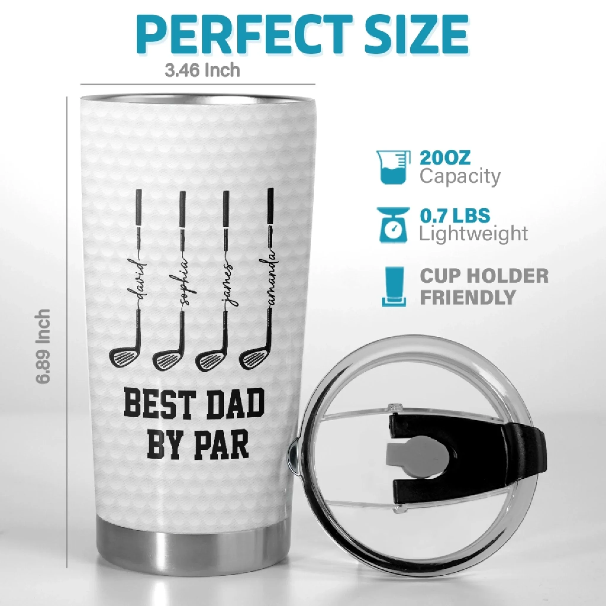 Custom Tumbler - Personalized Father's Day Golf Gifts For Dad, Grandpa - Best Dad By Par - Image 6