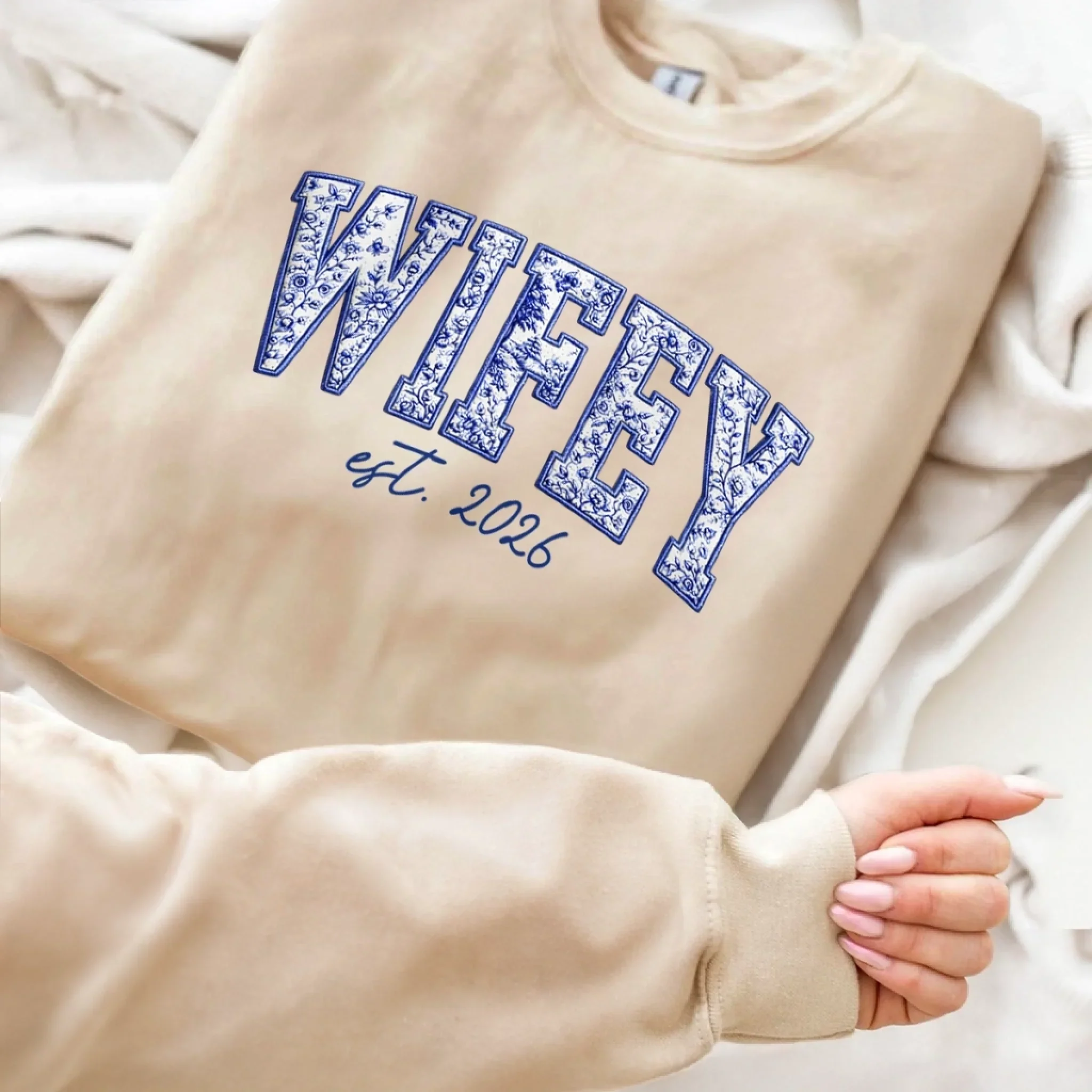 Custom Unisex Sweatshirt, Hoodie With Design On Sleeve - Personalized Anniversary Wedding Gifts For Husband And Wife, Him And Her -My Wife My Forever - Image 5