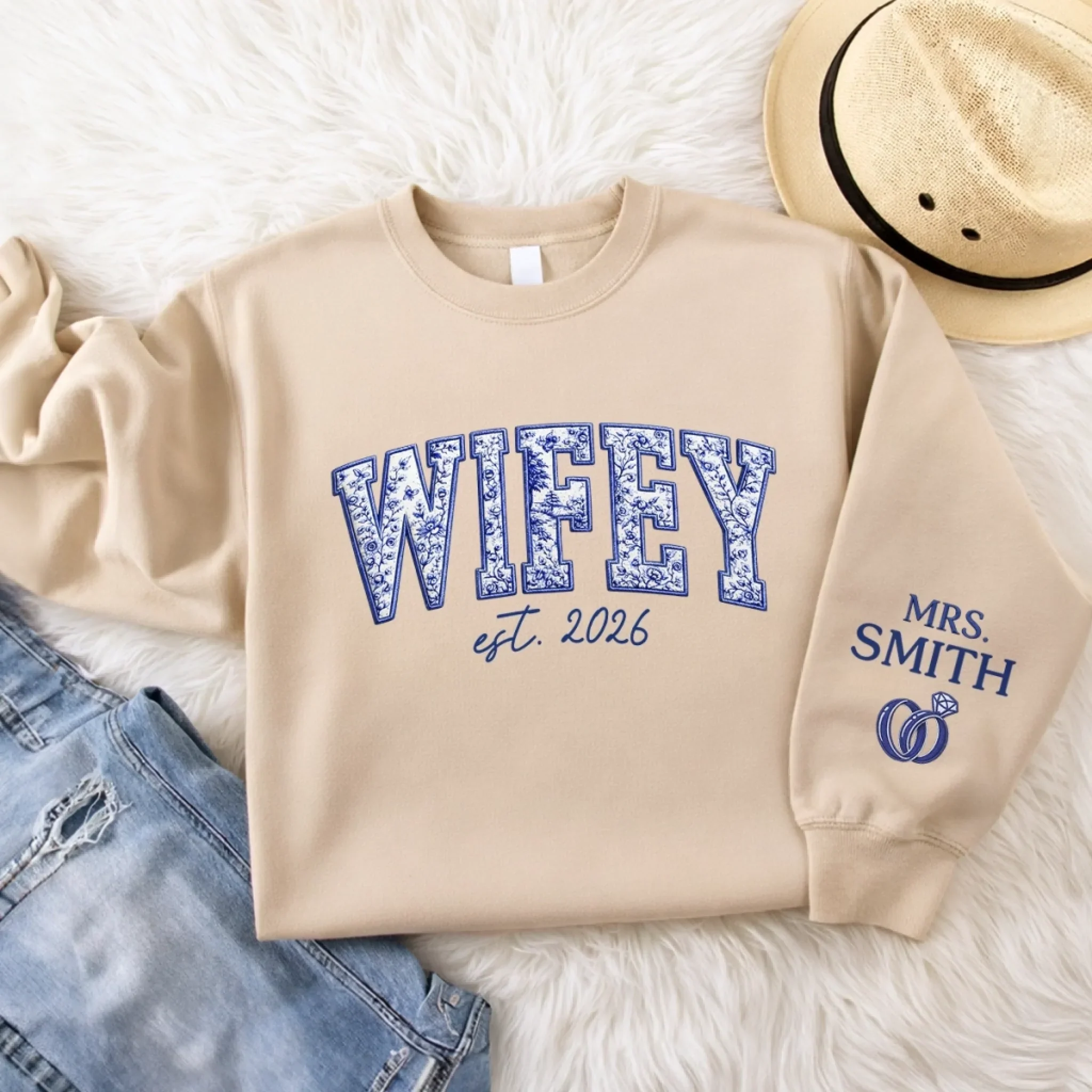 Custom Unisex Sweatshirt, Hoodie With Design On Sleeve - Personalized Anniversary Wedding Gifts For Husband And Wife, Him And Her -My Wife My Forever - Image 6