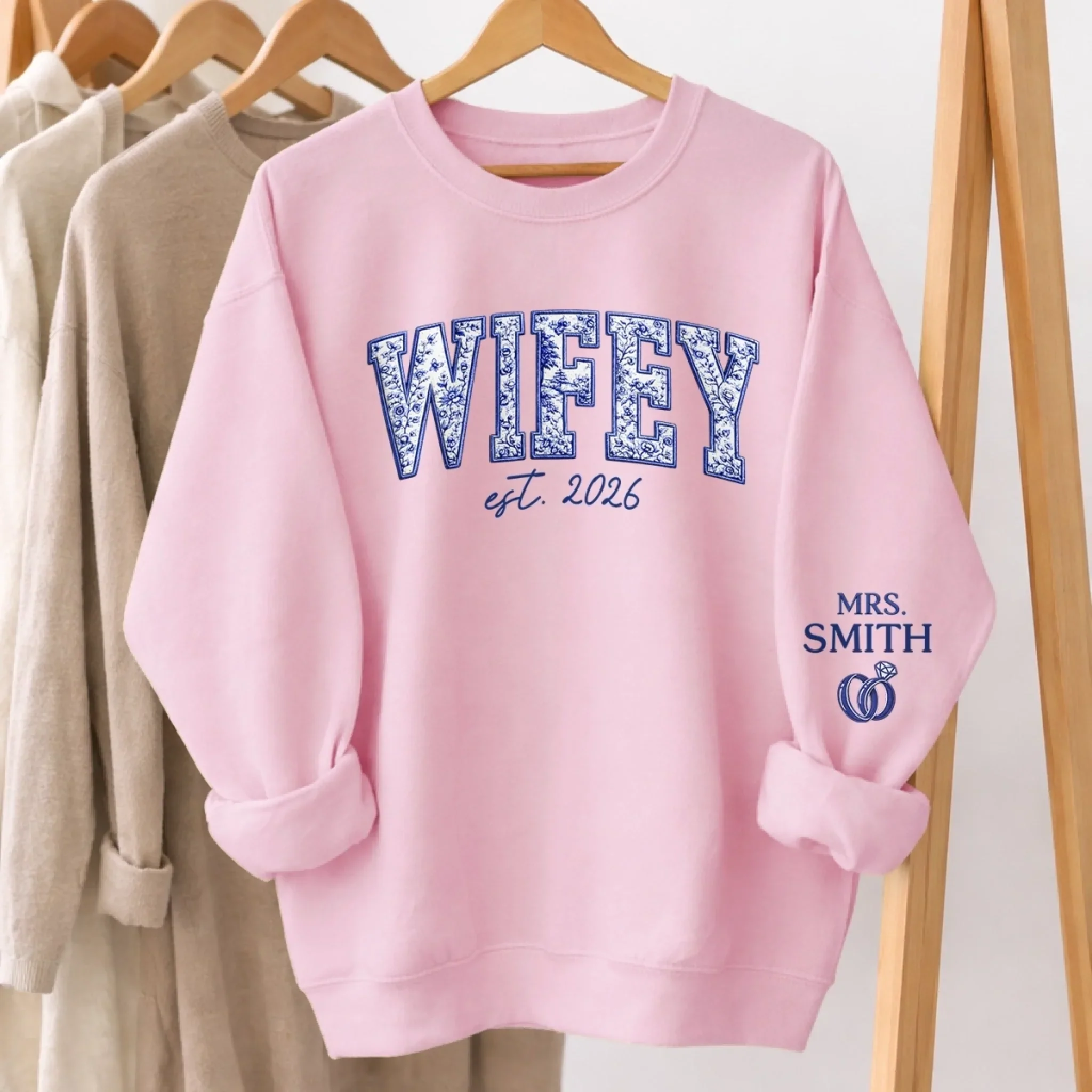 Custom Unisex Sweatshirt, Hoodie With Design On Sleeve - Personalized Anniversary Wedding Gifts For Husband And Wife, Him And Her -My Wife My Forever - Image 7