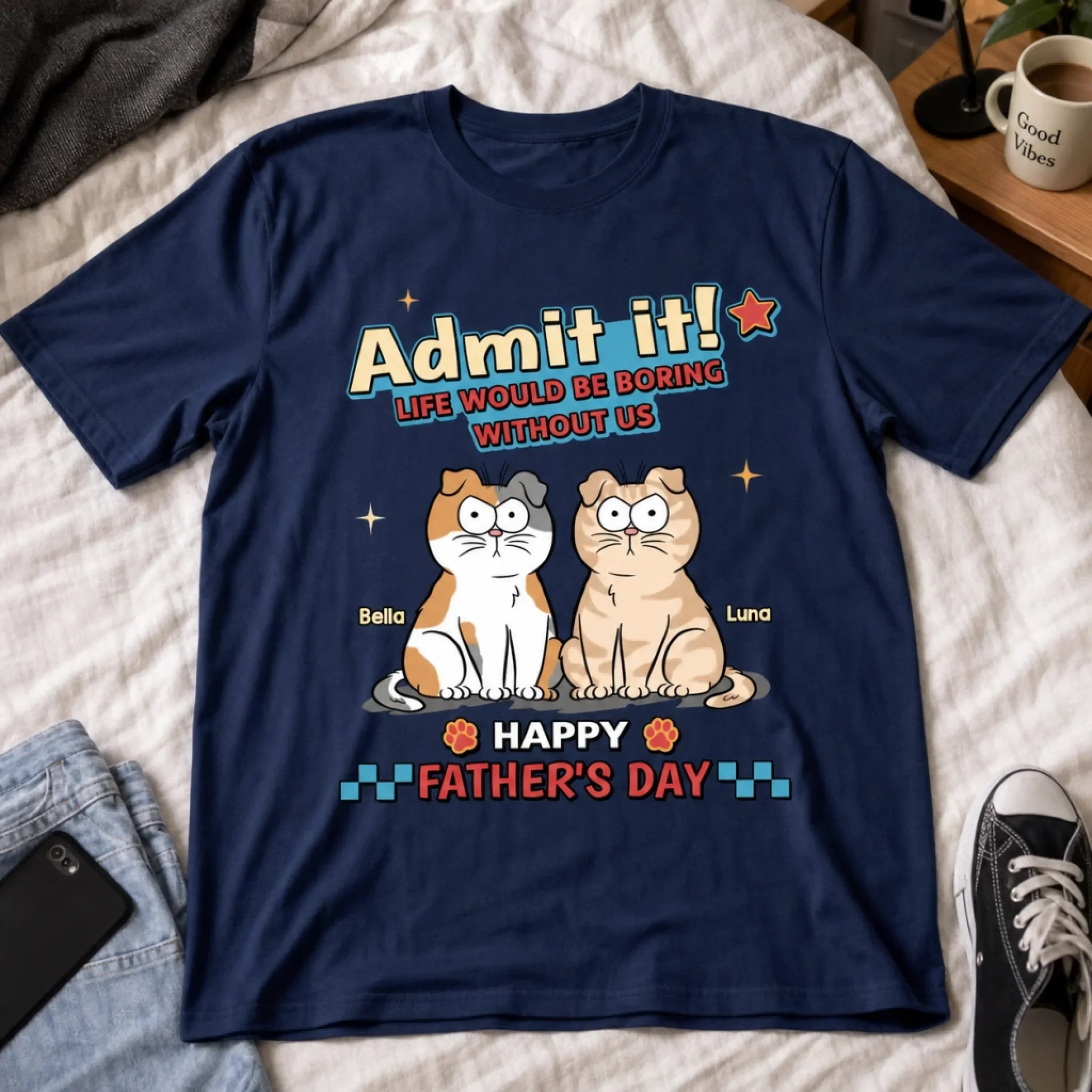 Custom Unisex T-shirt, Premium T-shirt, Hoodie - Personalized Father's Day Gifts For Cat Lovers, Cat Mom And Dad - Cat Hair, Don’t Care - Image 3