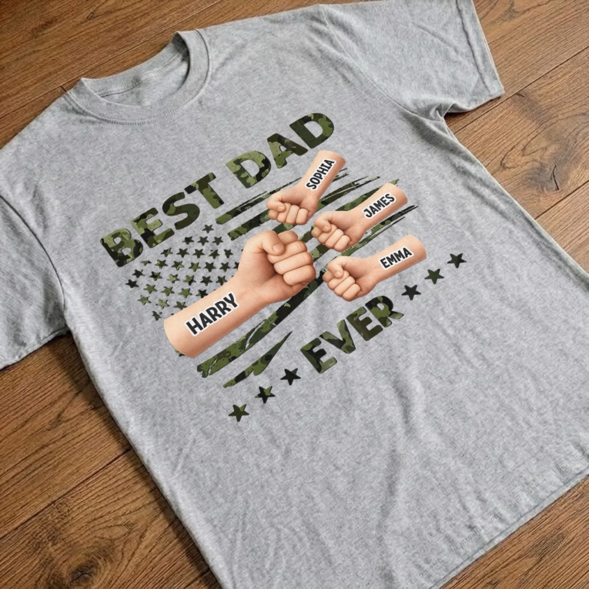 Custom Unisex T-shirt, Premium T-shirt, Hoodie - Personalized Father's Day Gifts For Dad, Grandpa - Our Hero, Our Dad - Image 3
