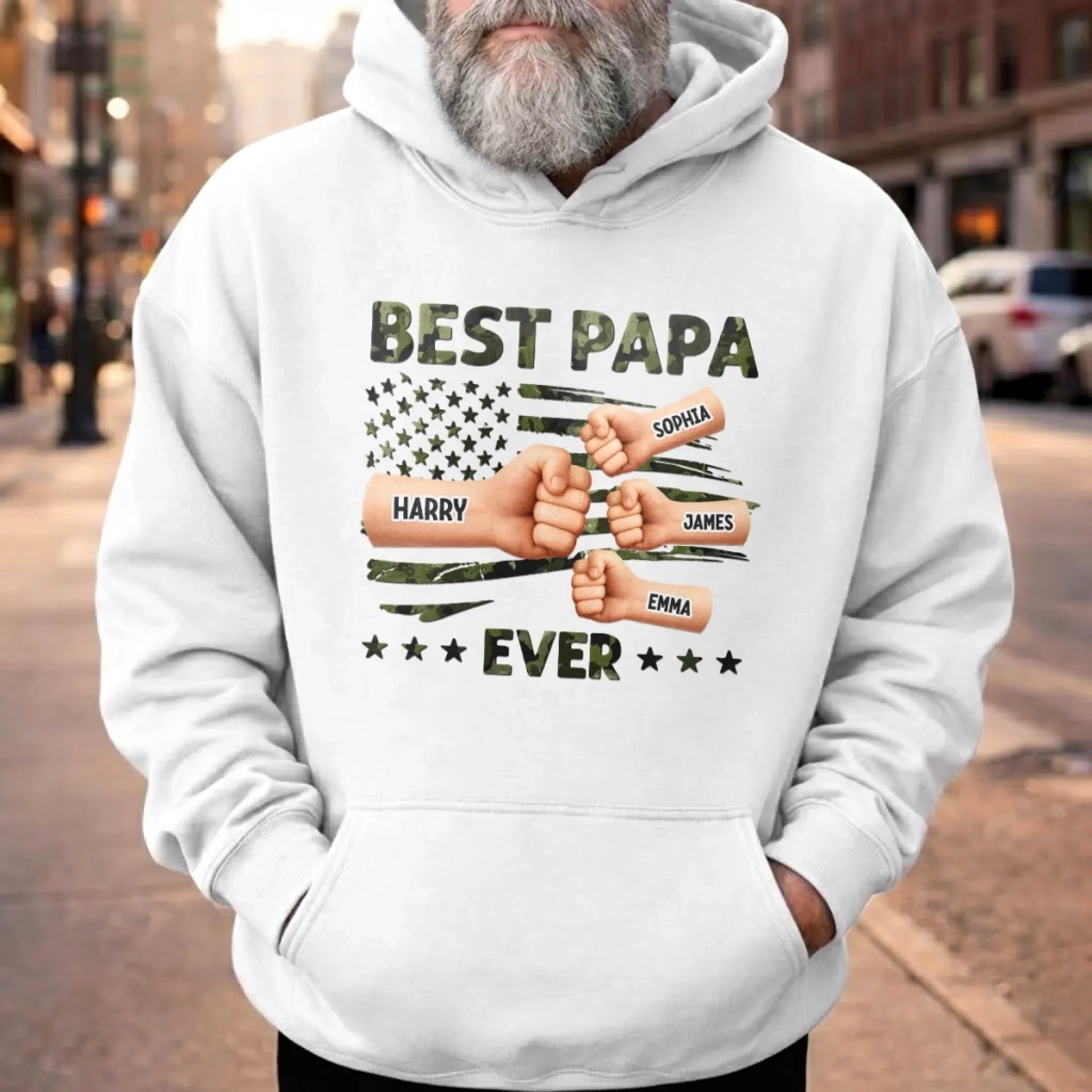 Custom Unisex T-shirt, Premium T-shirt, Hoodie - Personalized Father's Day Gifts For Dad, Grandpa - Our Hero, Our Dad - Image 4