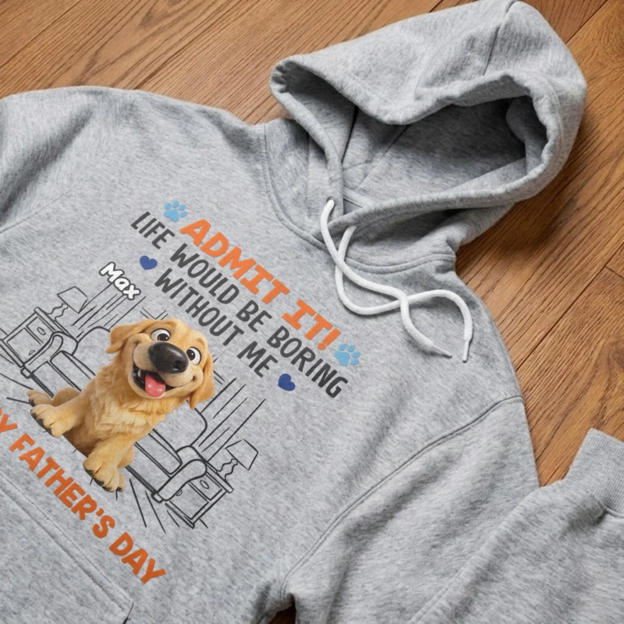 Custom Unisex T-shirt, Premium T-shirt, Hoodie - Personalized Father's Day Gifts For Dog Cat Lovers, Dog Dad And Mom, Cat Owners - Happiness Comes With Four Paws - Image 7