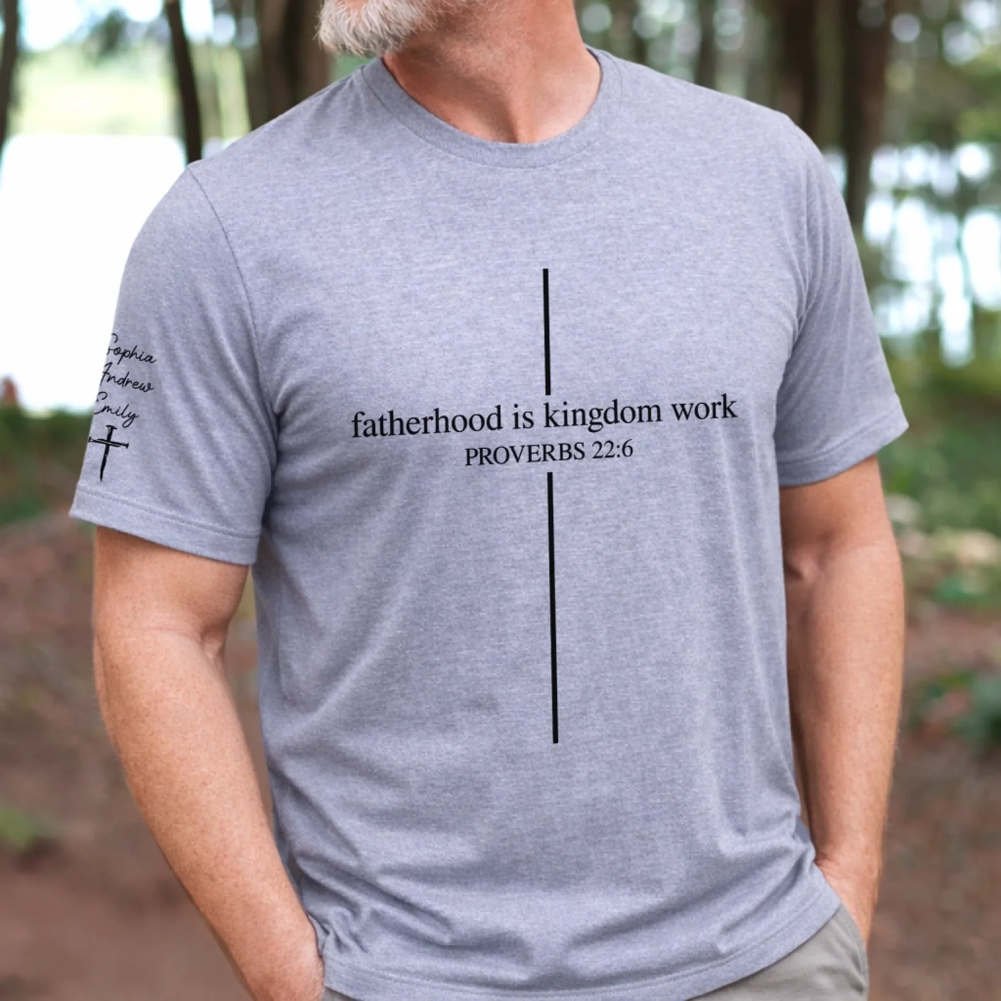 Custom Unisex T-Shirt With Design On Sleeve - Personalized Father's Day Birthday Gifts For Dad, Grandpa - Forever My Hero - Image 2
