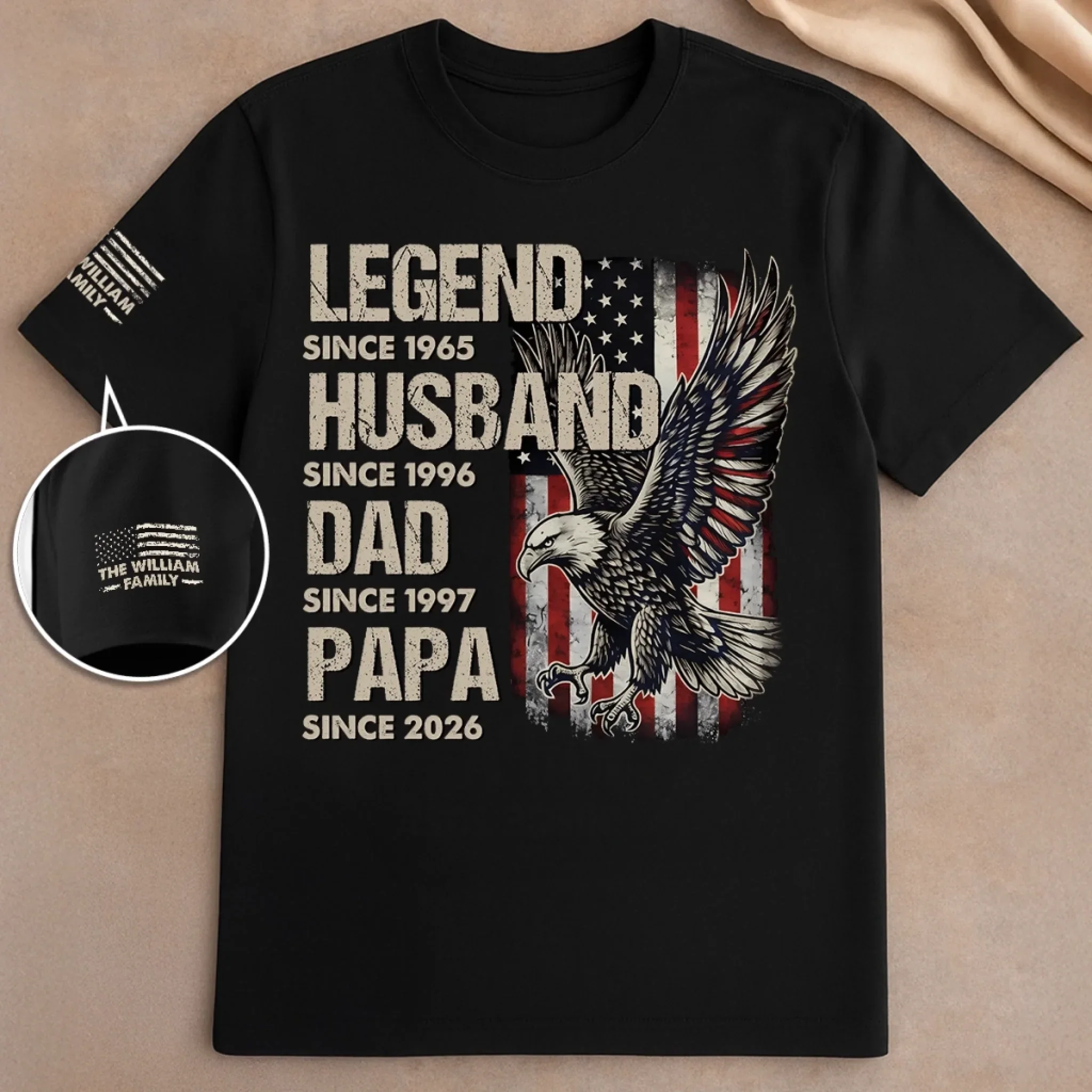 Custom Unisex T-Shirt With Design On Sleeve - Personalized Father's Day Birthday Gifts For Dad, Grandpa - My Era Begins - Image 2