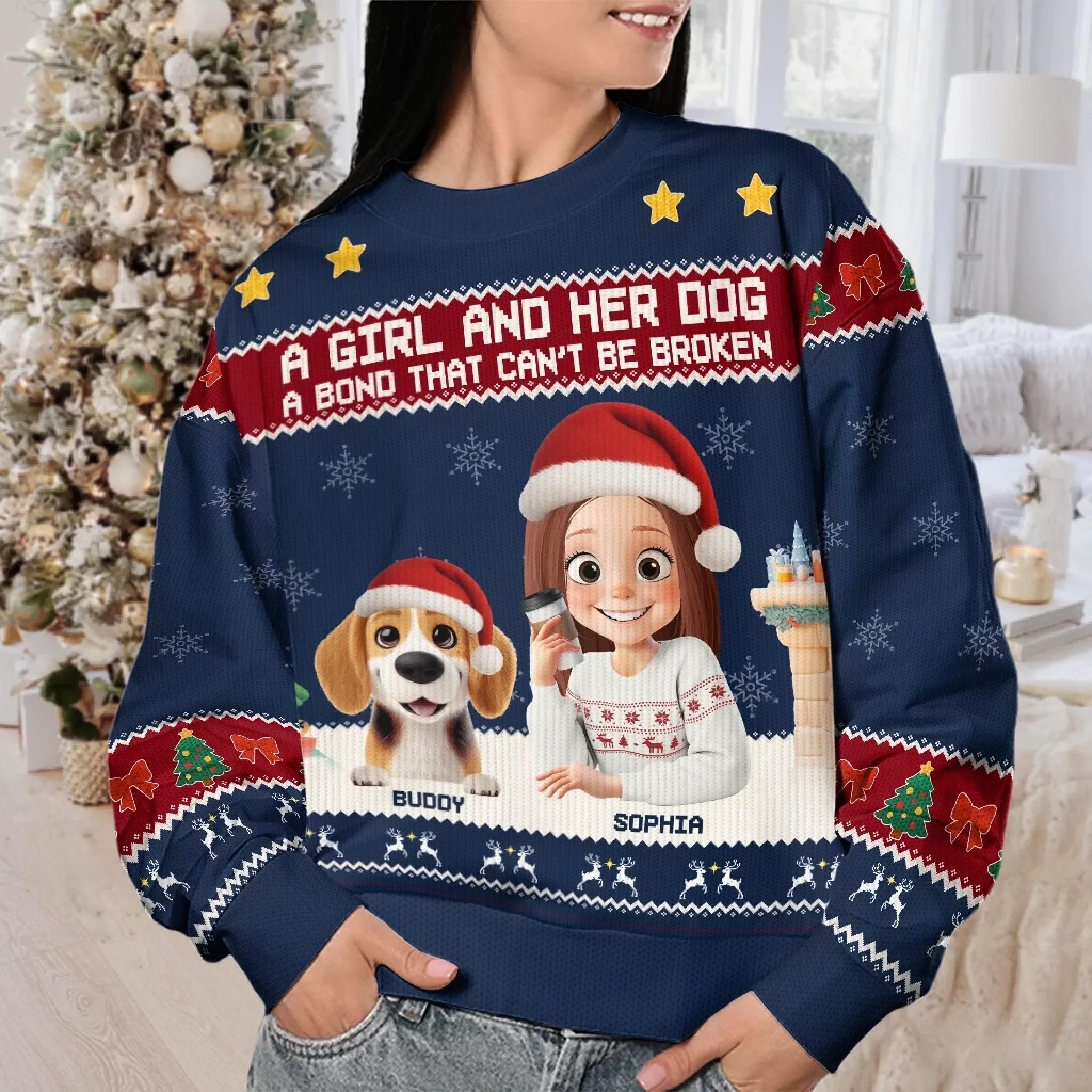Custom Unisex Ugly Sweatshirt - Personalized Christmas Birthday Gifts For Dog Cat Lovers, Dog Dad And Mom, Cat Owners - Santa Claws Is Coming - Image 3