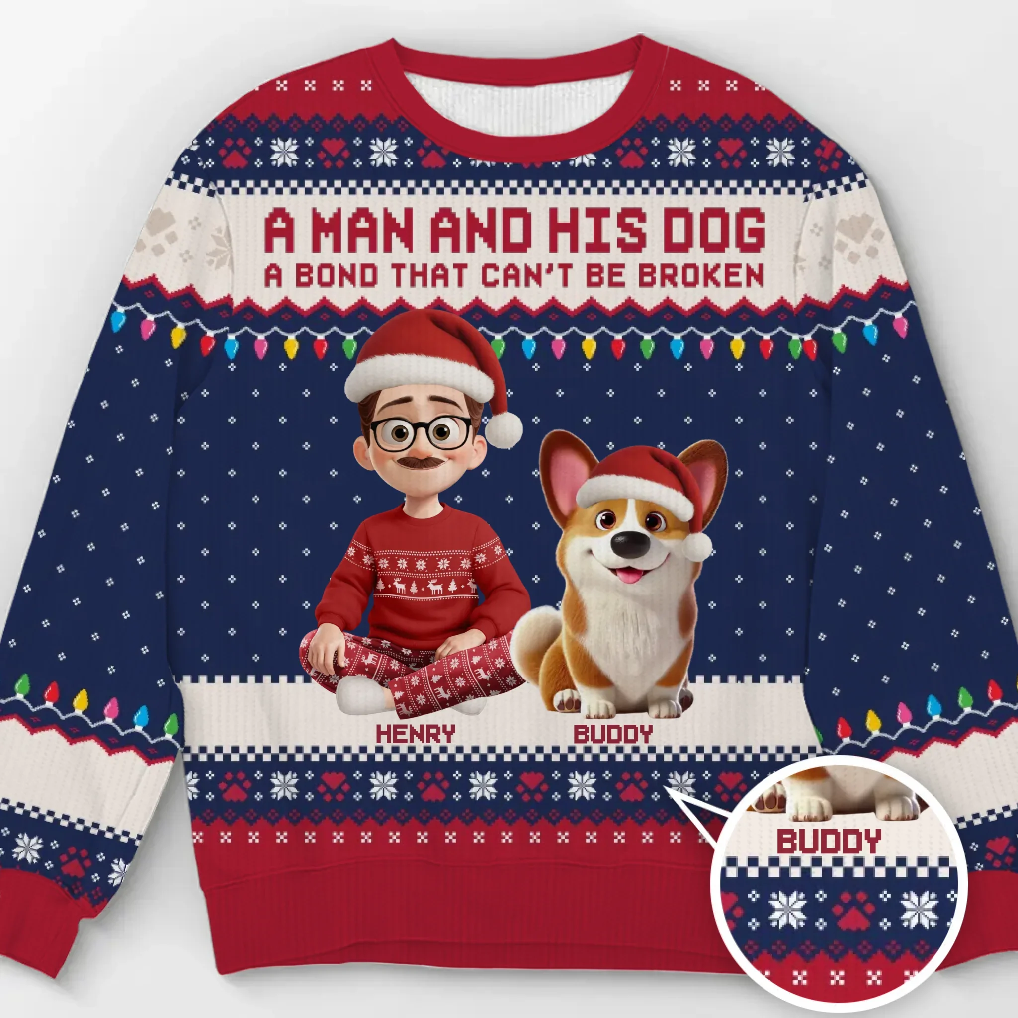 Custom Unisex Ugly Sweatshirt - Personalized Christmas Birthday Gifts For Dog Lovers, Dog Dad And Mom - Forever My Pawtner In Crime - Image 2