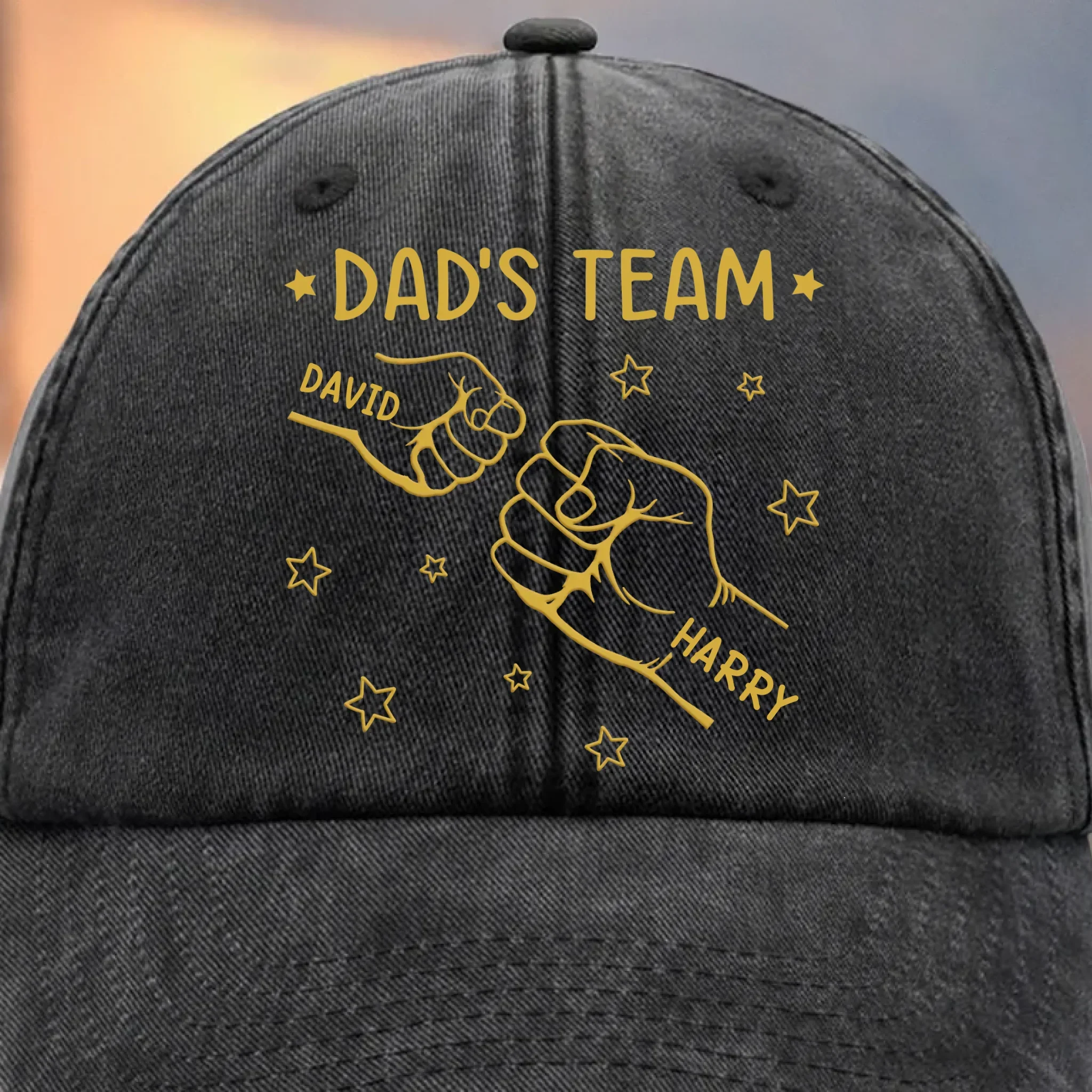 Custom Vintage Washed Denim Baseball Cap - Personalized Birthday Gifts For Dad, Grandpa - You Shape Our Little World - Image 3