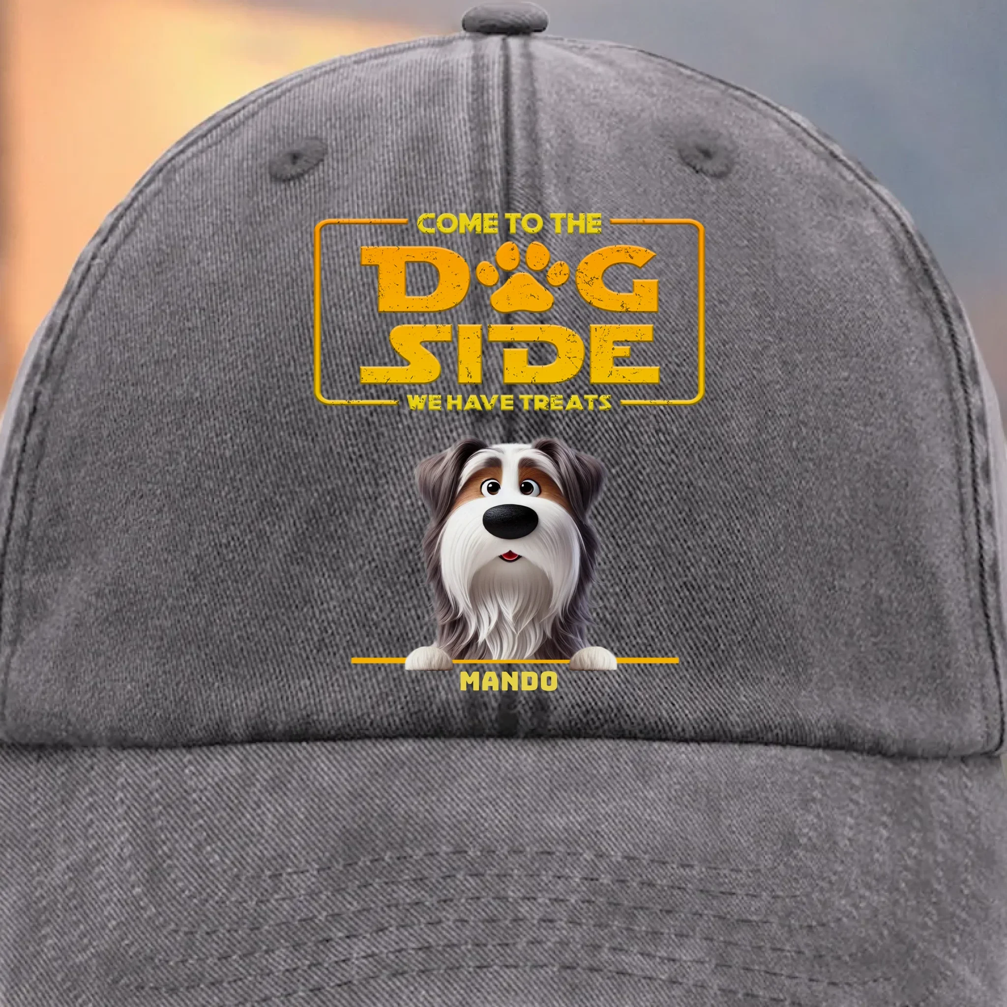 Custom Vintage Washed Denim Baseball Cap - Personalized Birthday Gifts For Dog Lovers, Dog Dad And Mom - Pug Trooper On Duty - Image 5