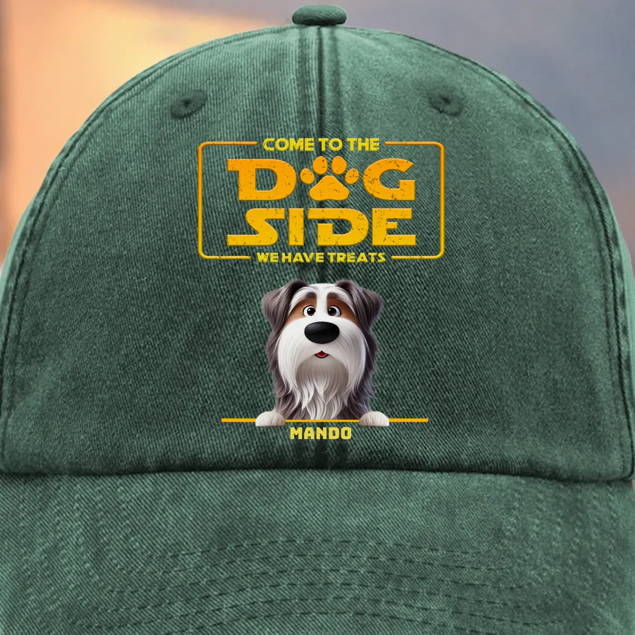 Custom Vintage Washed Denim Baseball Cap - Personalized Birthday Gifts For Dog Lovers, Dog Dad And Mom - Pug Trooper On Duty - Image 6
