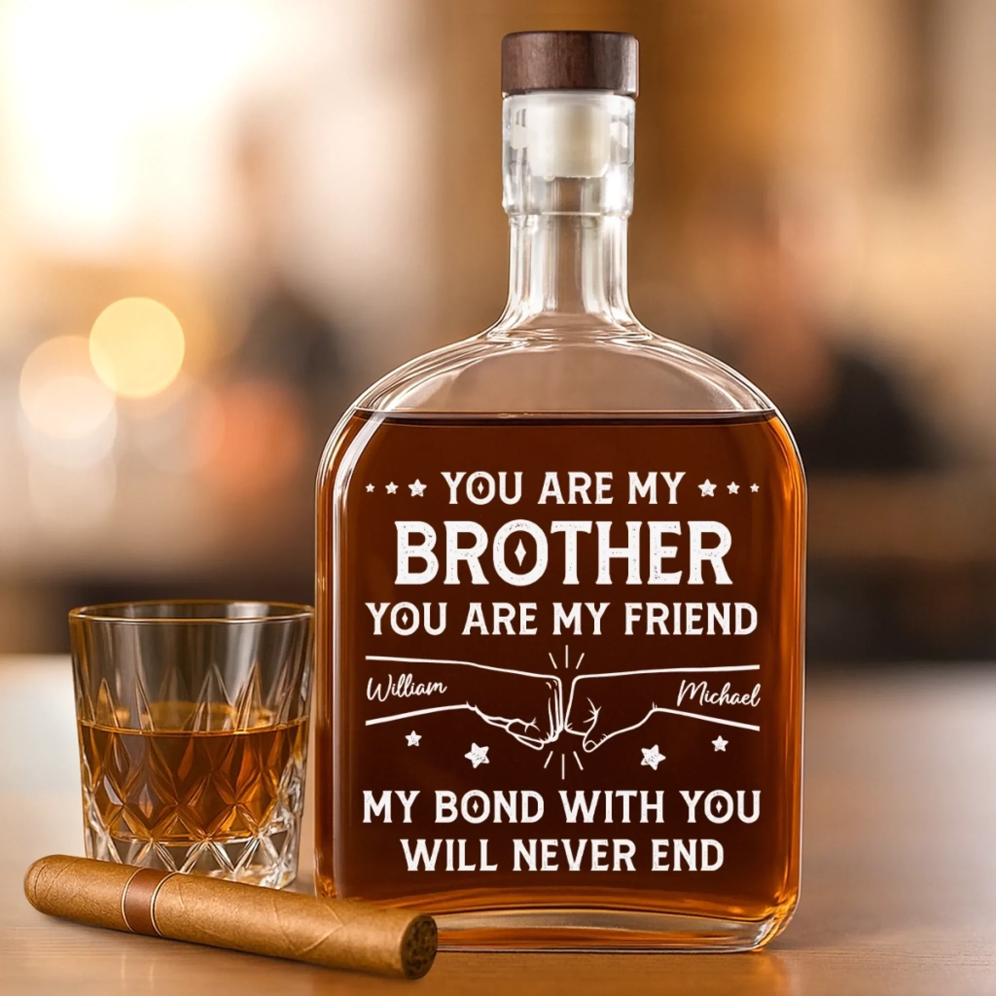 Custom Whiskey Bottle - Personalized Birthday Gifts For Brother, Sister, Best Friends - Adventures Shared From Day One - Image 3
