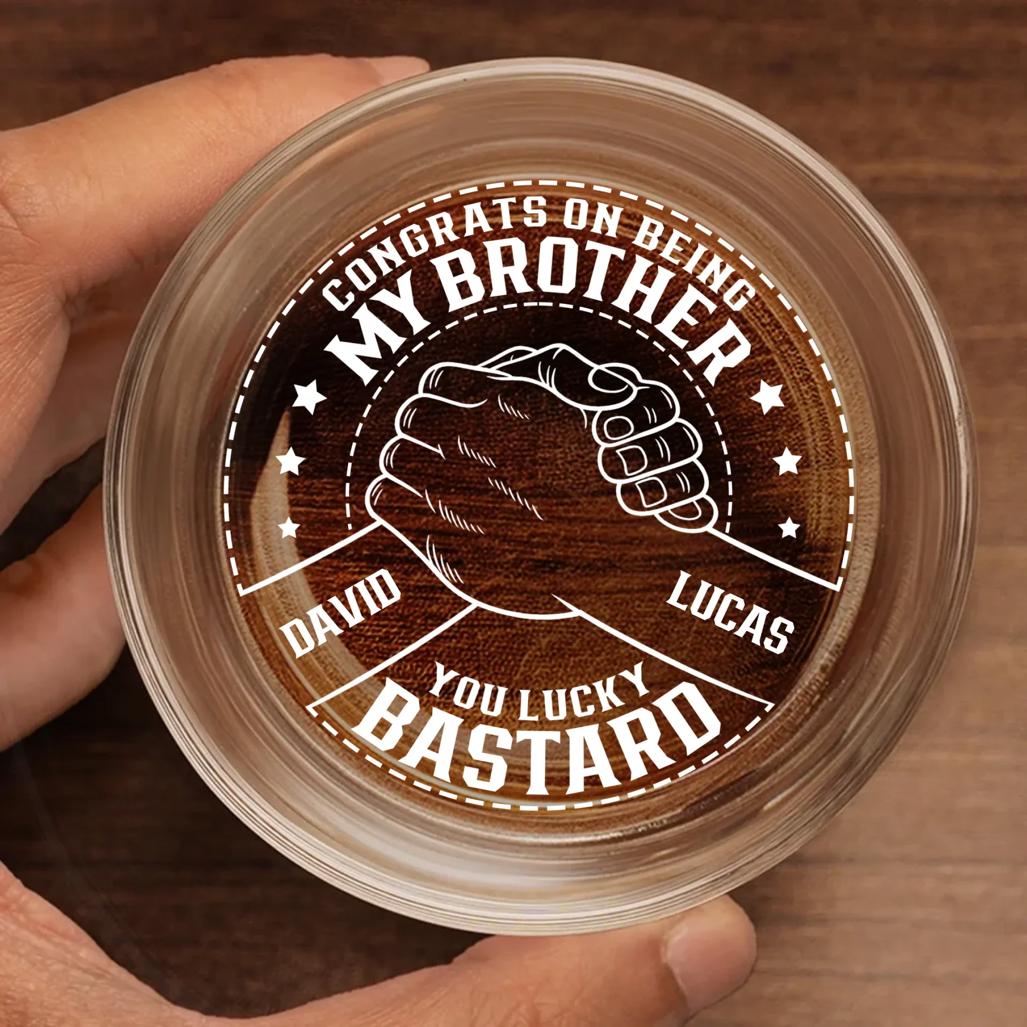 Custom Whiskey Glass - Personalized Birthday Gifts For Brother, Wine, Bourbon, Whiskey Lovers - Cheers To Brotherhood - Image 2