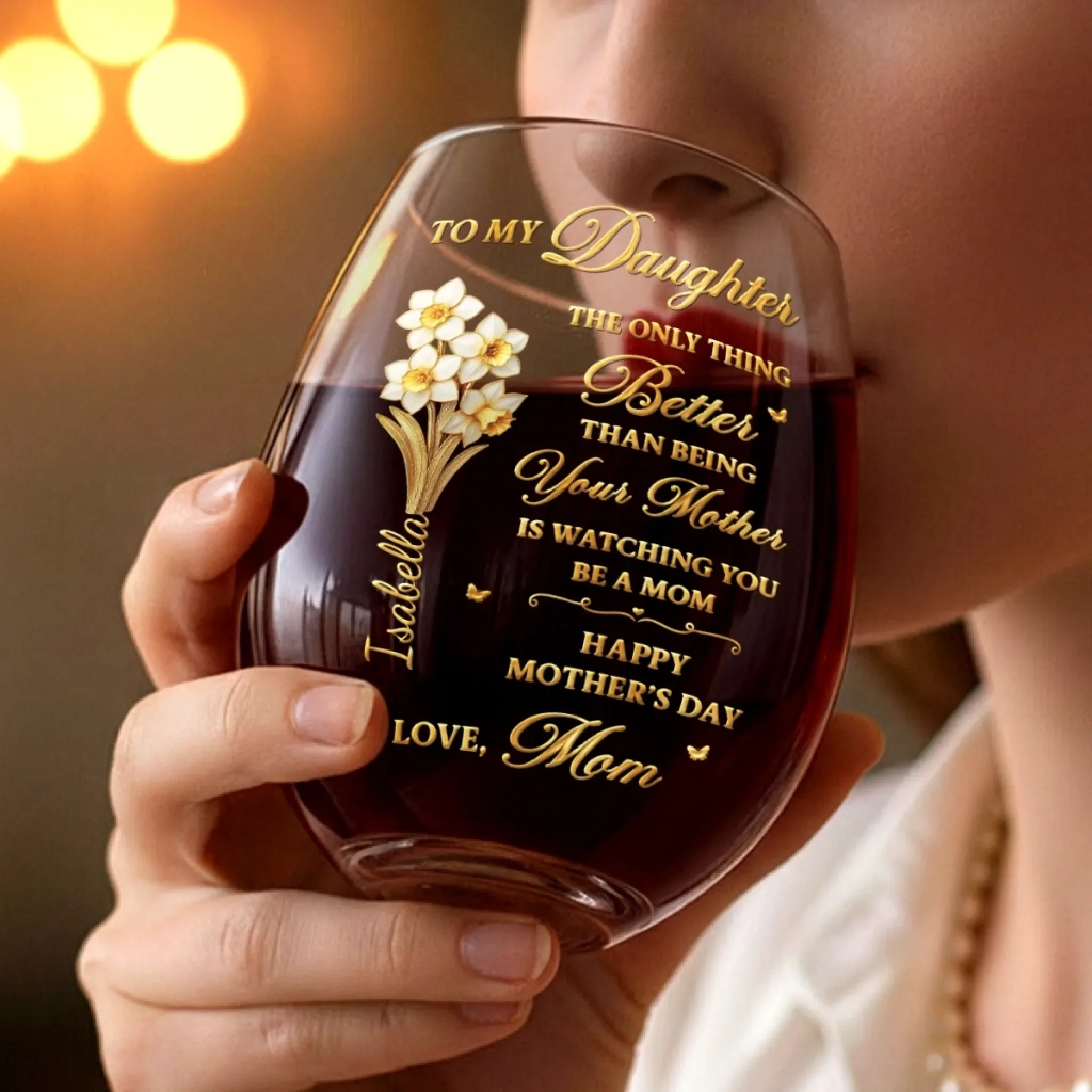 Custom Wine Glass - Personalized Mother's Day Birthday Gifts For Daughter - A Mother’s Proud Moment - Image 6