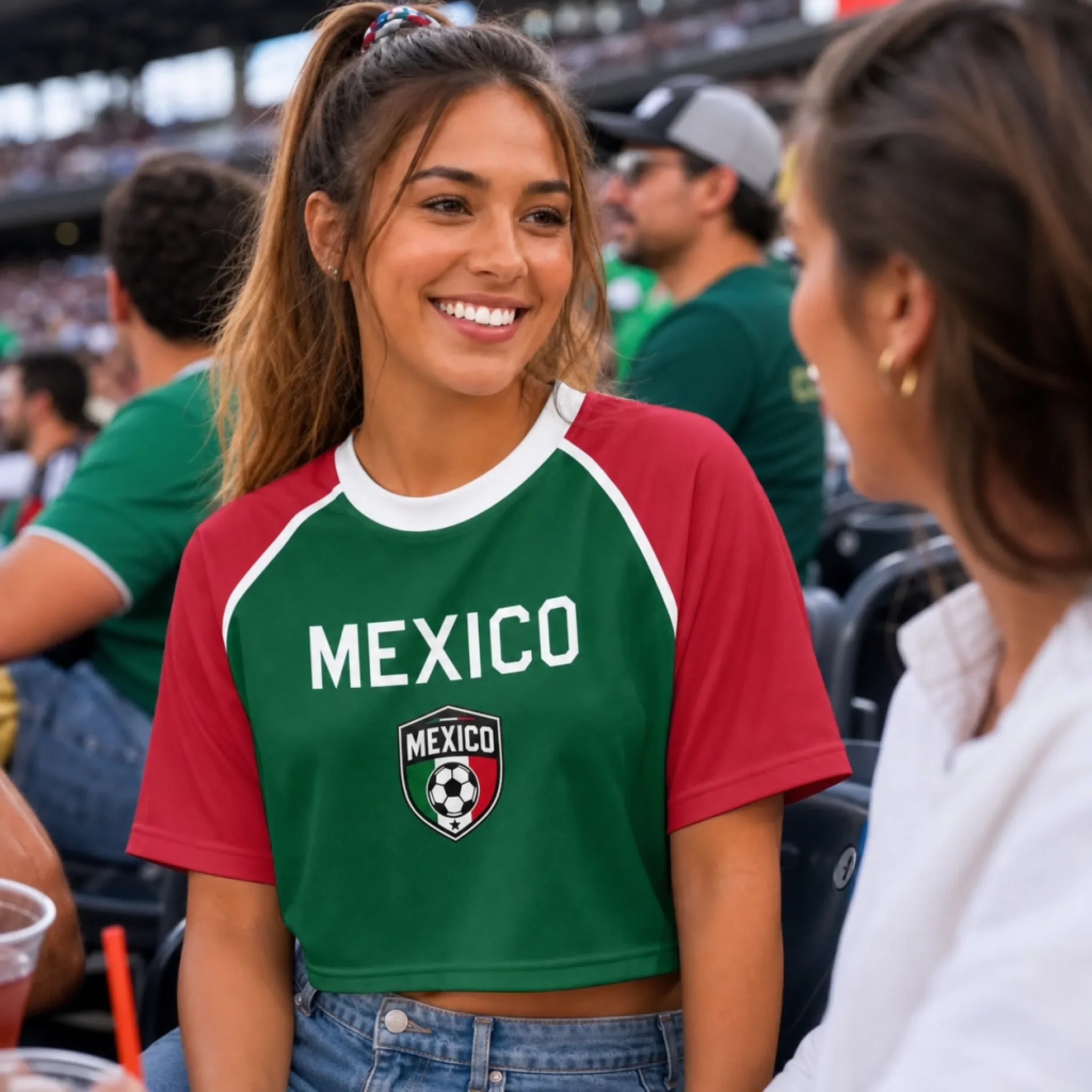 Custom Women's Mexico World Football Jersey Crop Tee - Personalized Birthday Gifts For Football Lovers, Sports Fans, Sports Lovers - Born To Stand Out In The Crowd - Image 4