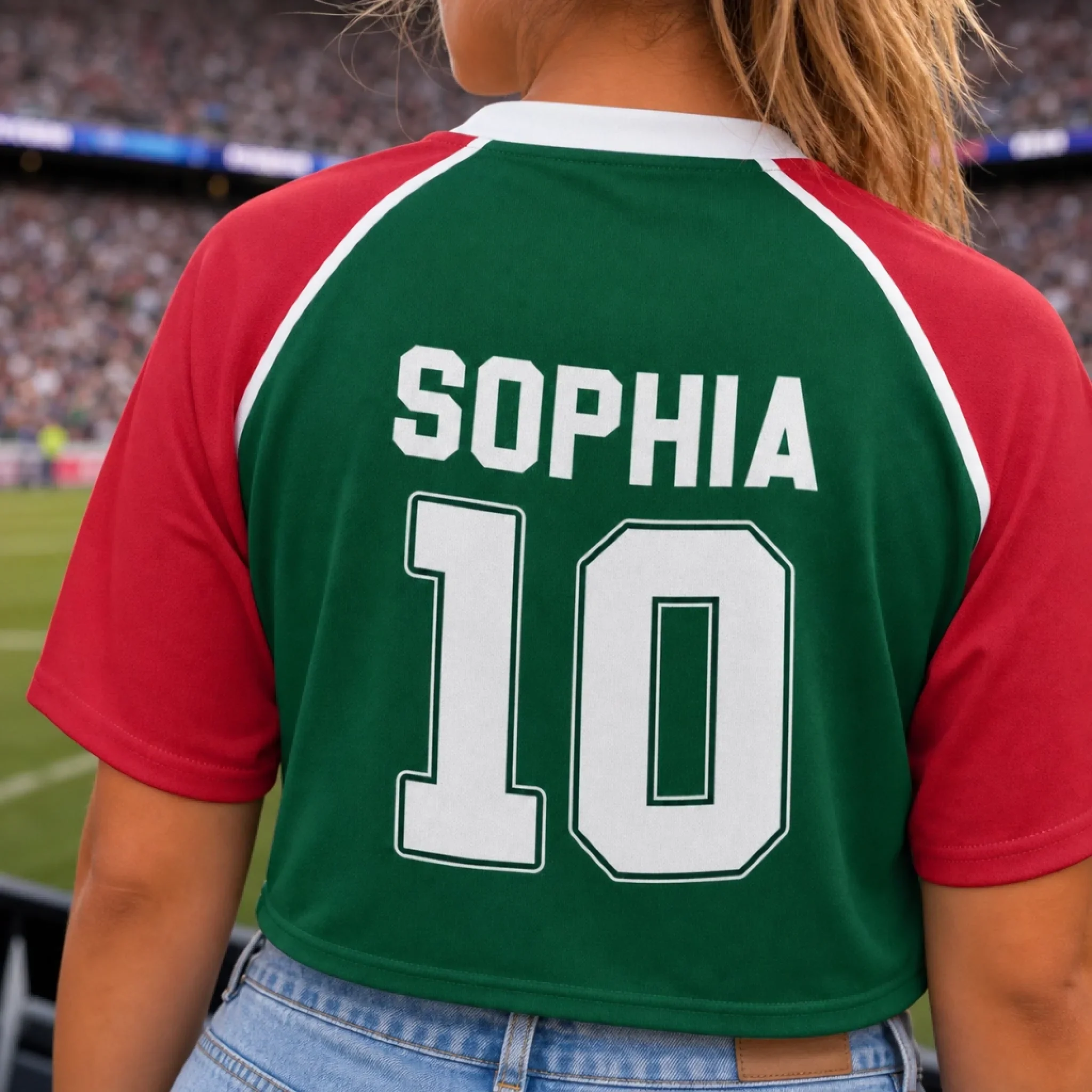Custom Women's Mexico World Football Jersey Crop Tee - Personalized Birthday Gifts For Football Lovers, Sports Fans, Sports Lovers - Born To Stand Out In The Crowd - Image 5
