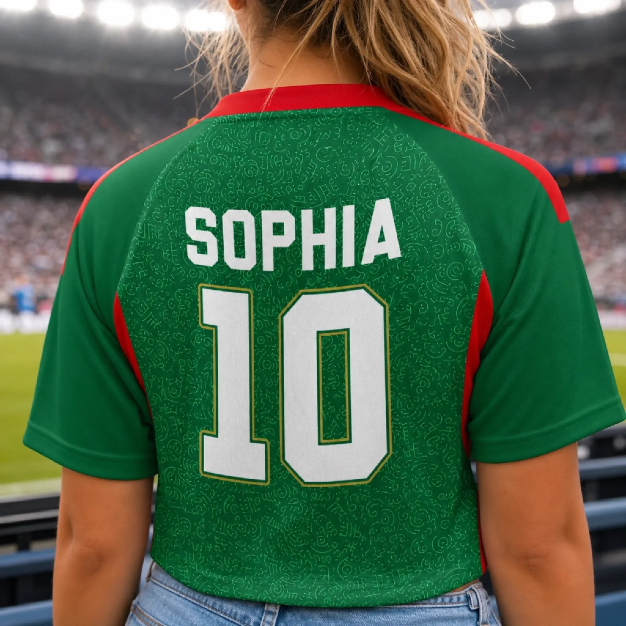 Custom Women's Mexico World Football Jersey Crop Tee - Personalized Birthday Gifts For Football Lovers, Sports Fans, Sports Lovers - Sassy, Sporty And Fully Loaded - Image 4
