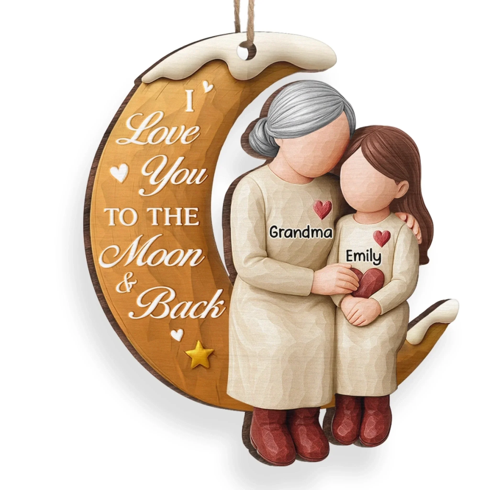 Custom Wood Ornament - Personalized Christmas Birthday Gifts For Grandma - A Heart Shaped By You - Image 3